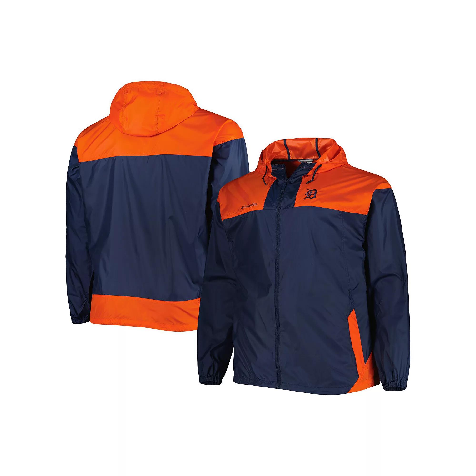 Men's Columbia Navy Detroit Tigers Flash Forward Challenger Omni-Shade Full-Zip Windbreaker, Size: 3XB, Blue Product Image