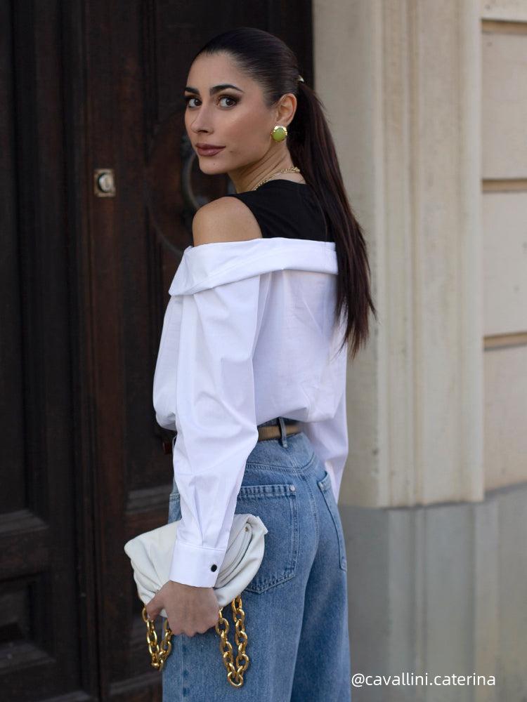 Cold Shoulder Color Block Women Shirt Product Image