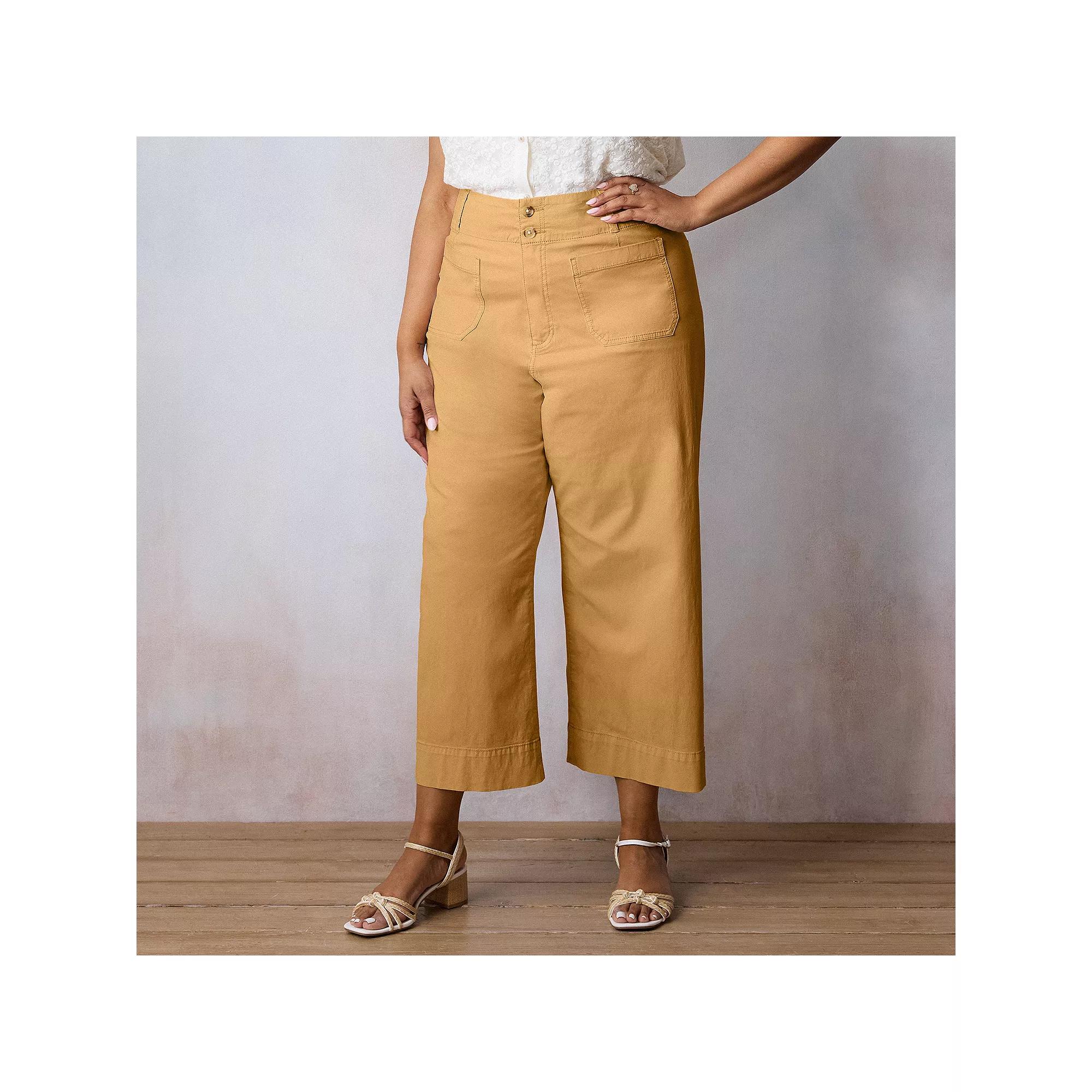 Plus Size LC Lauren Conrad Super High Rise Wildflower Pants, Women's, Size: 16 W, Canyon Dust Product Image