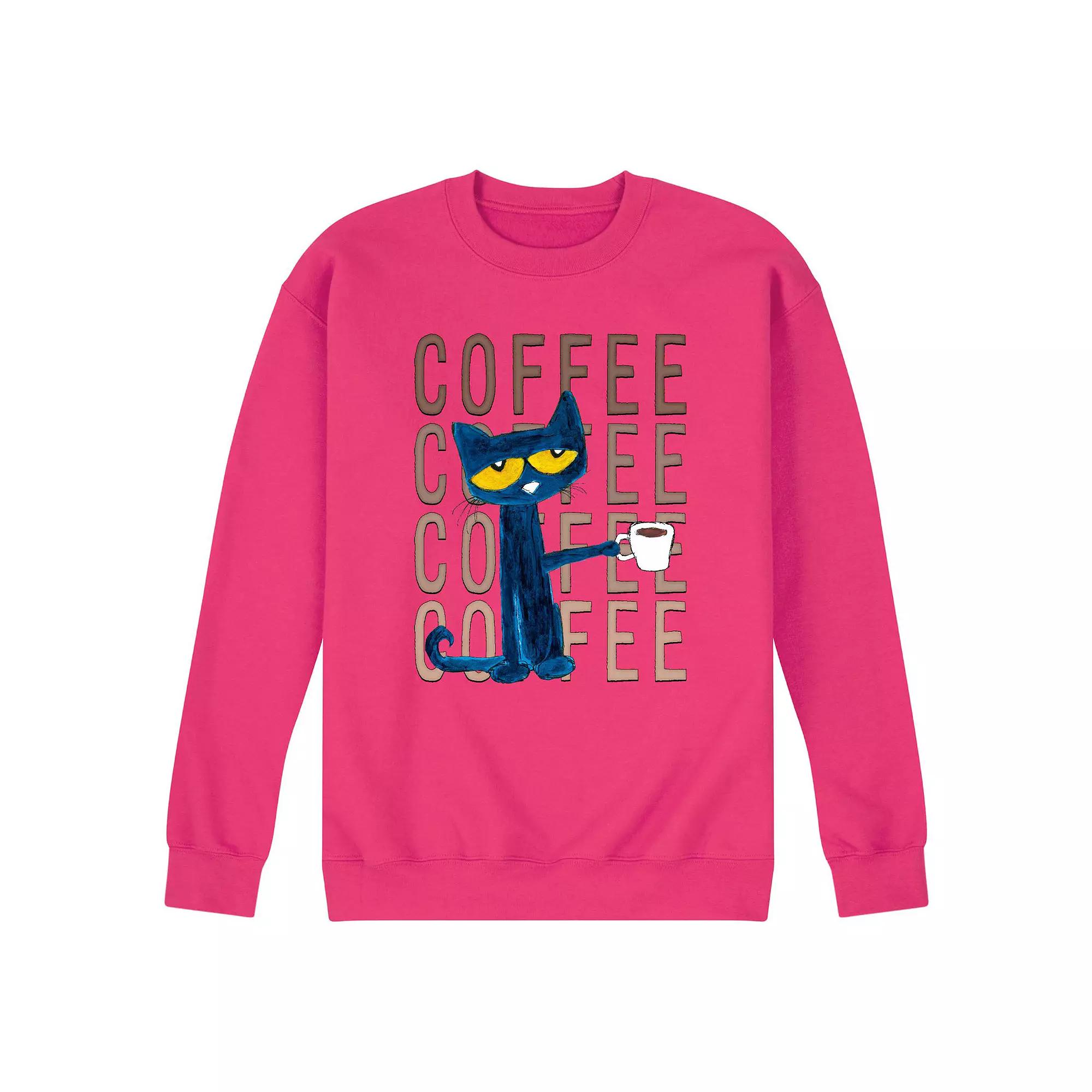 Men's Pete the Cat Pete With Coffee Fleece Sweatshirt,  Product Image