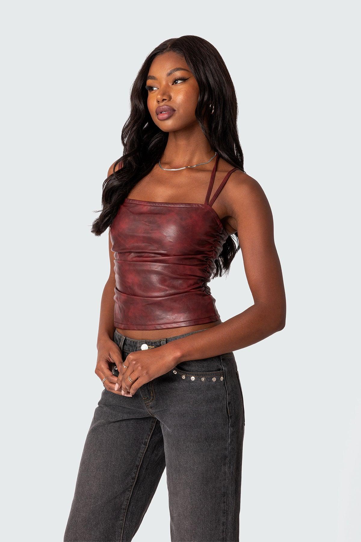 Haze Strappy Faux Leather Top Product Image