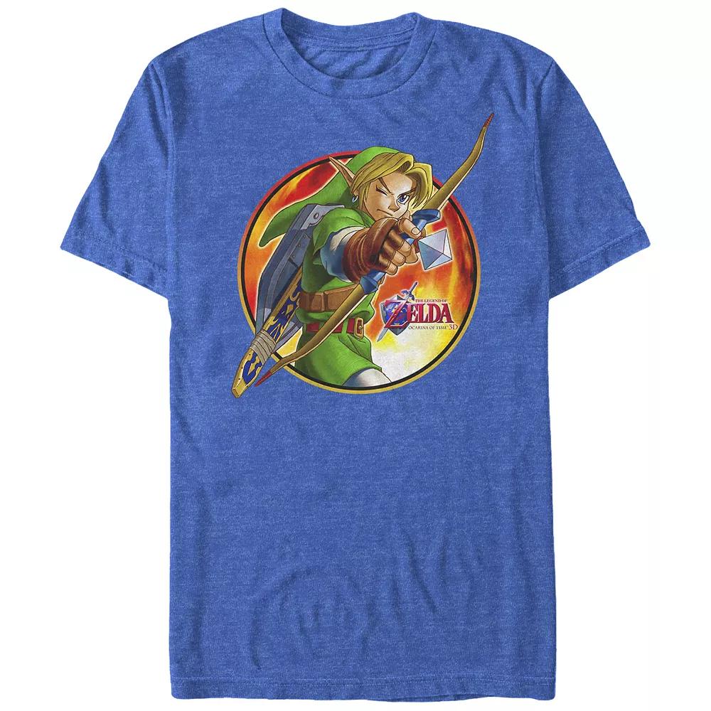 Big & Tall Nintendo Zelda Ocarina of Time 3D Link Archer Emblem Graphic Tee, Men's, Size: 4XL Tall, Royal Grey Product Image