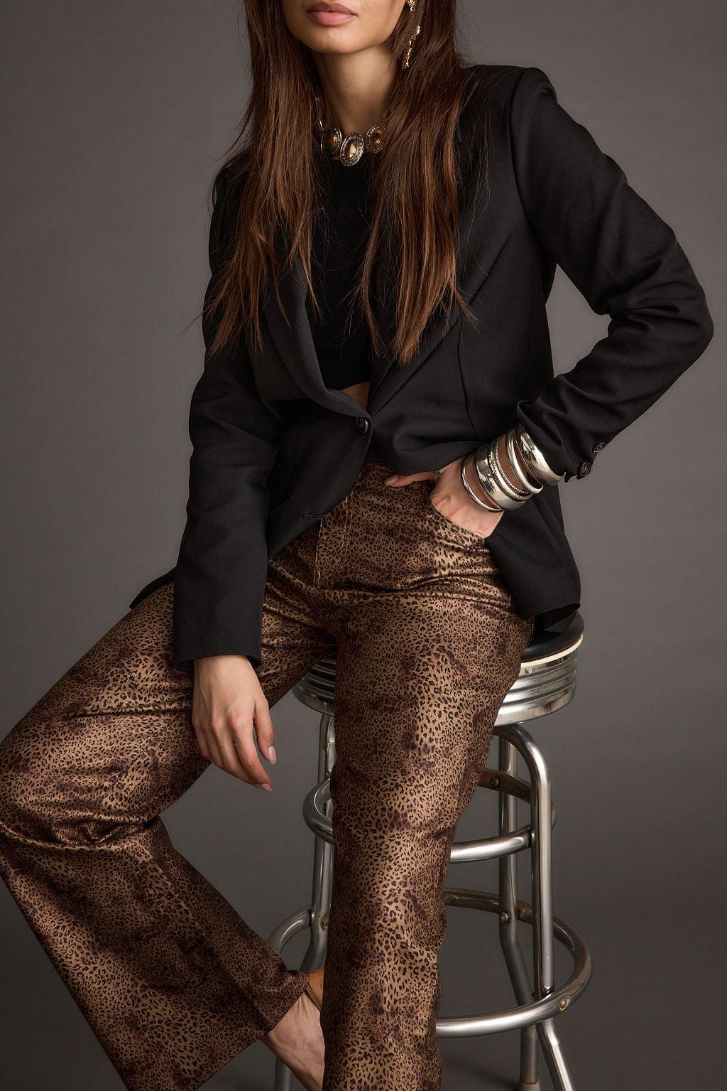After Hours Coated Leopard Pants Product Image