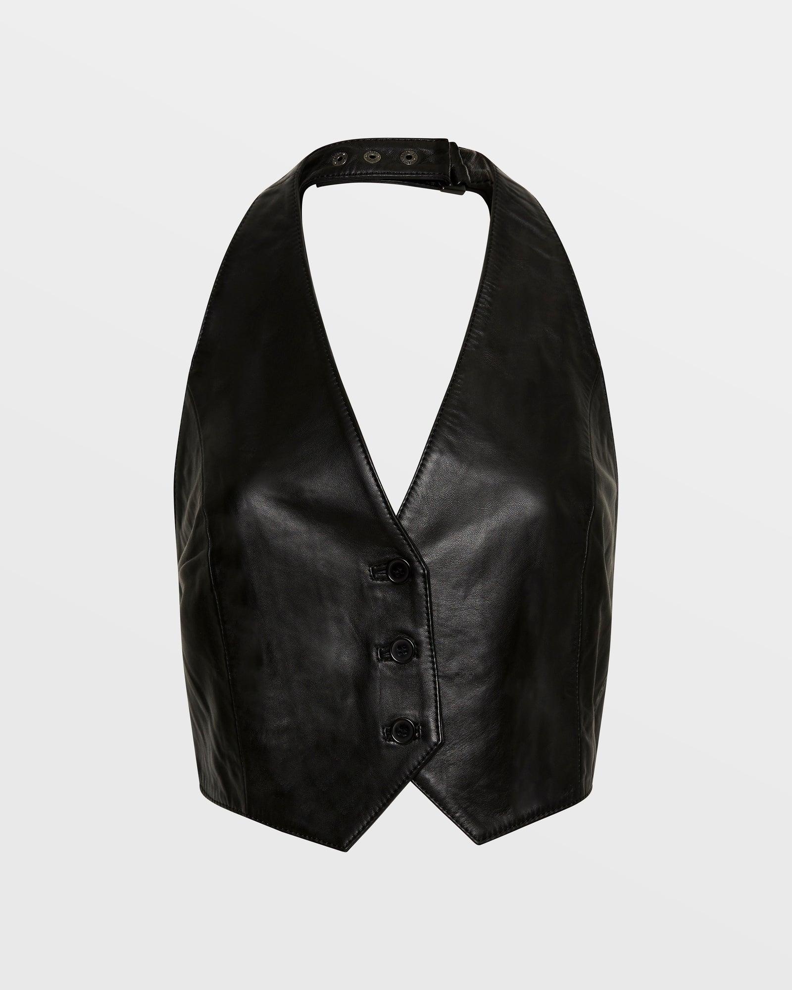 BRAZEN LEATHER WAISTCOAT BLACK Female Product Image