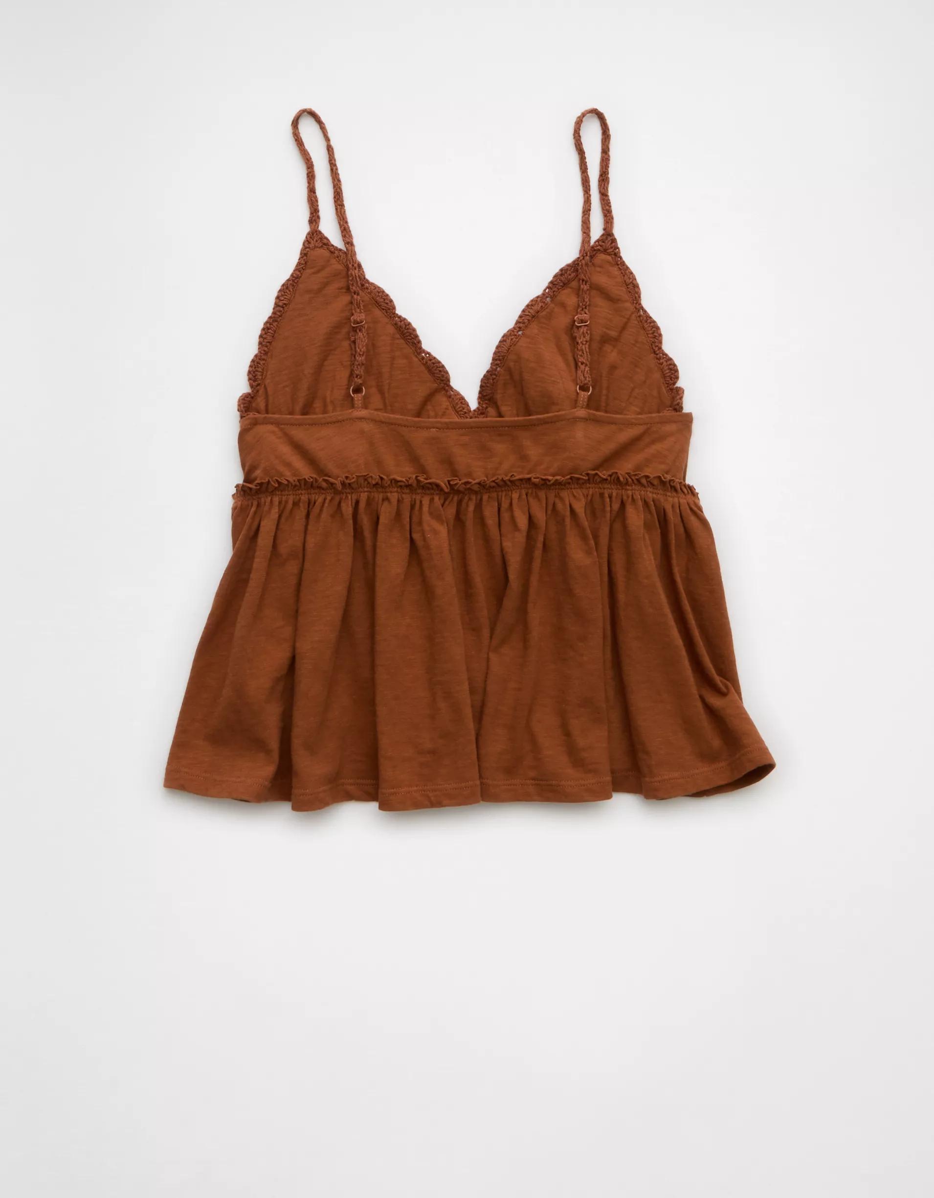 AE Sunchaser Knit Crochet Babydoll Cami Product Image