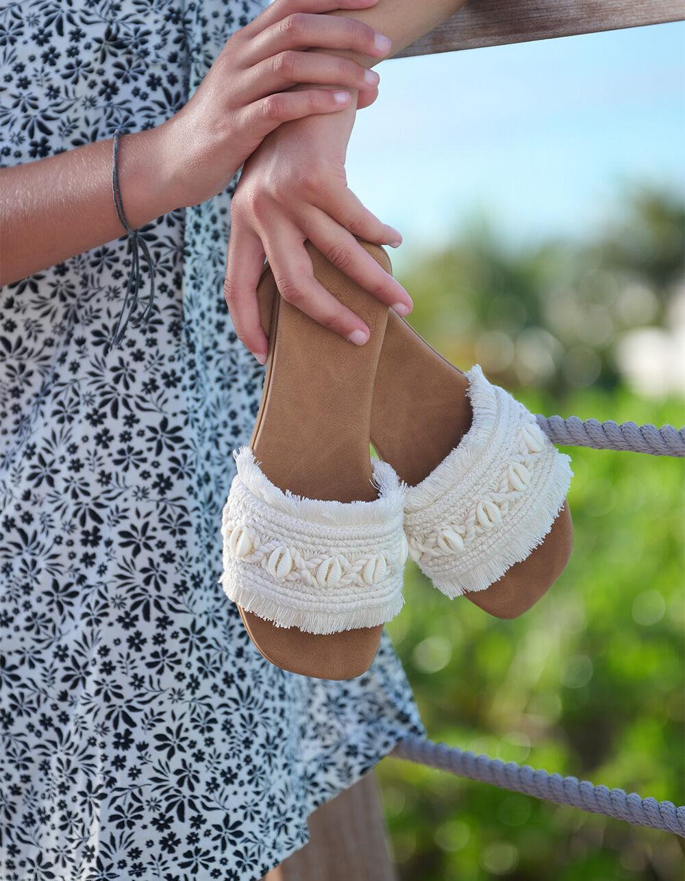 ROXY Positano Womens Slide Sandals - CREAM Product Image