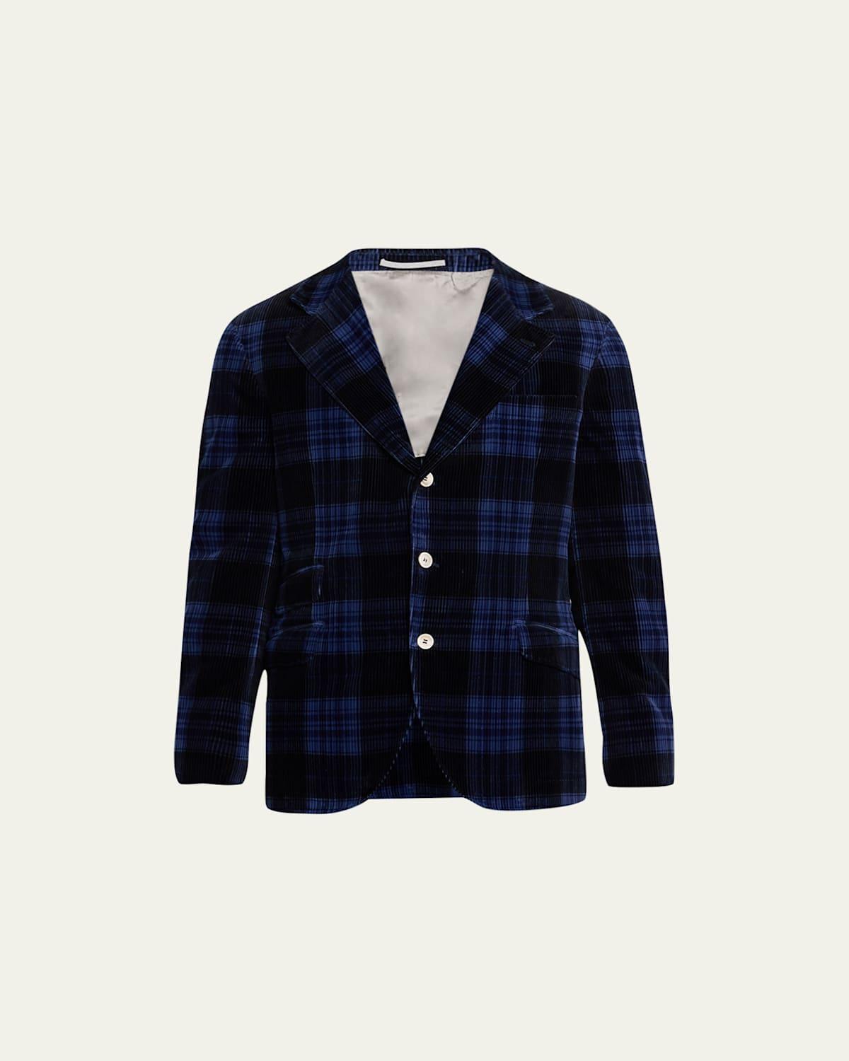 Mens Corduroy Plaid Formal Jacket Product Image