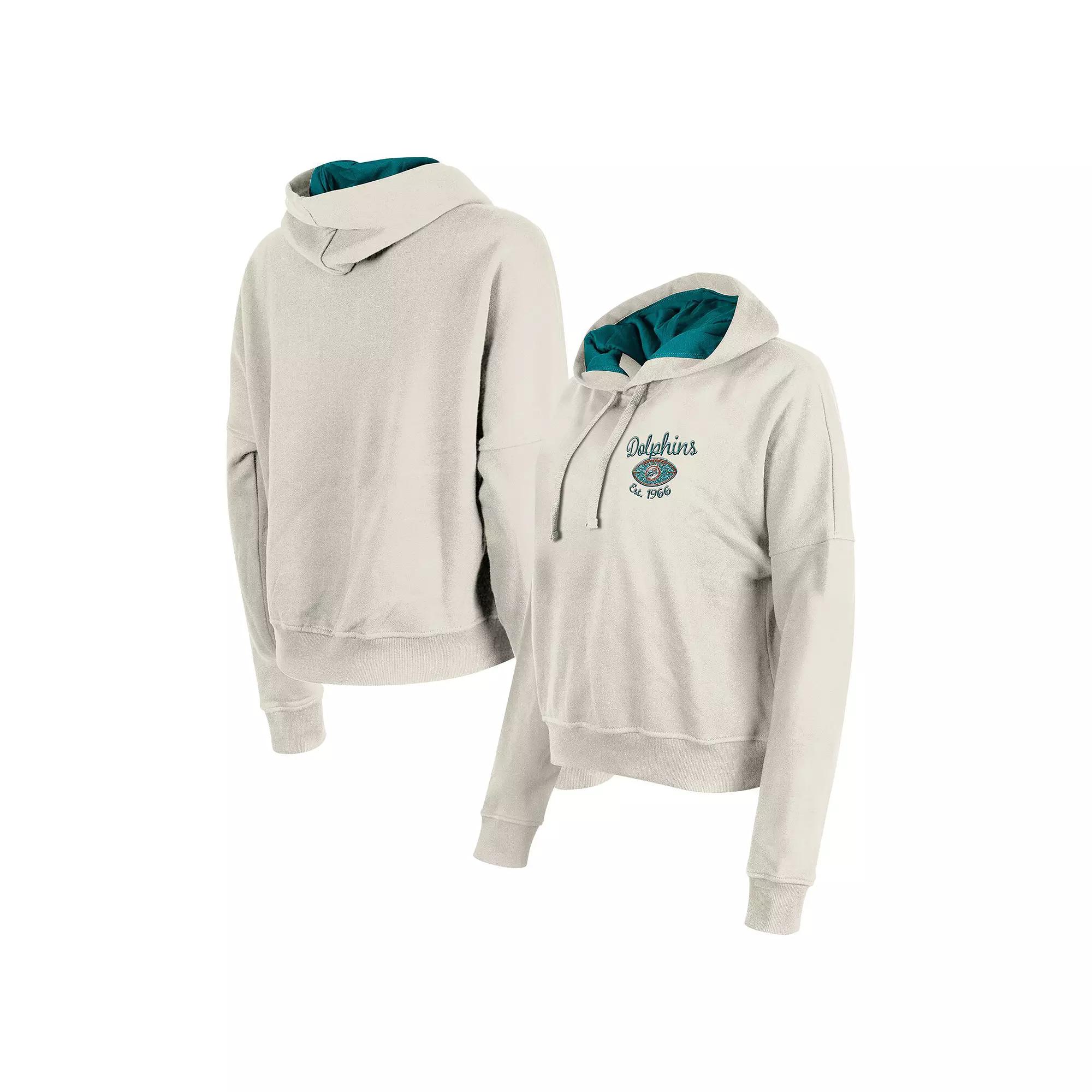 Women's New Era Cream Miami Dolphins 3rd Down Historic Pullover Hoodie,  Product Image