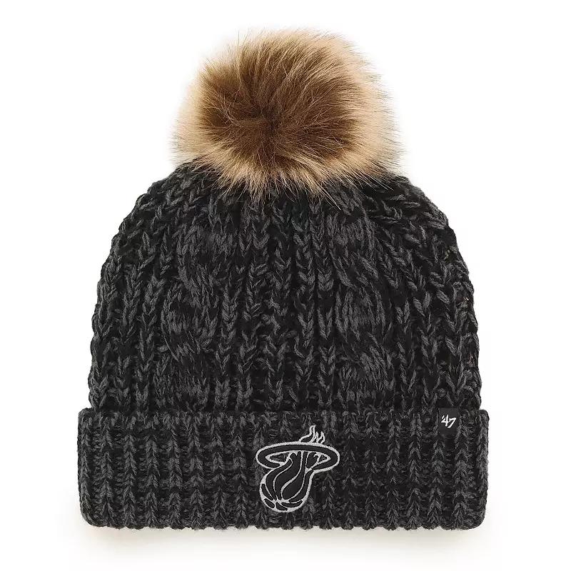 Women's '47 Black Miami Heat Meeko Cuffed Knit Hat with Pom Product Image