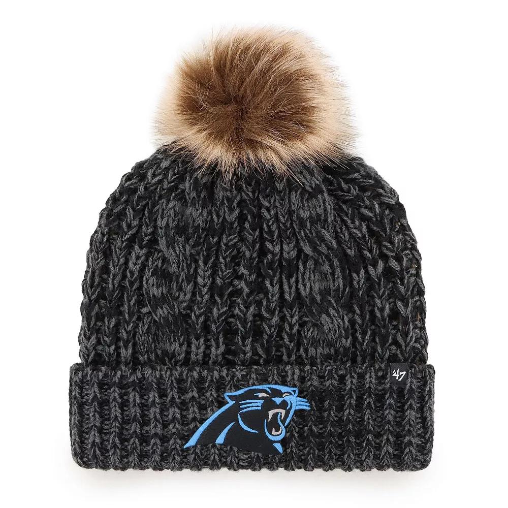 Women's '47 Black Carolina Panthers Logo Meeko Cuffed Knit Hat with Pom Product Image