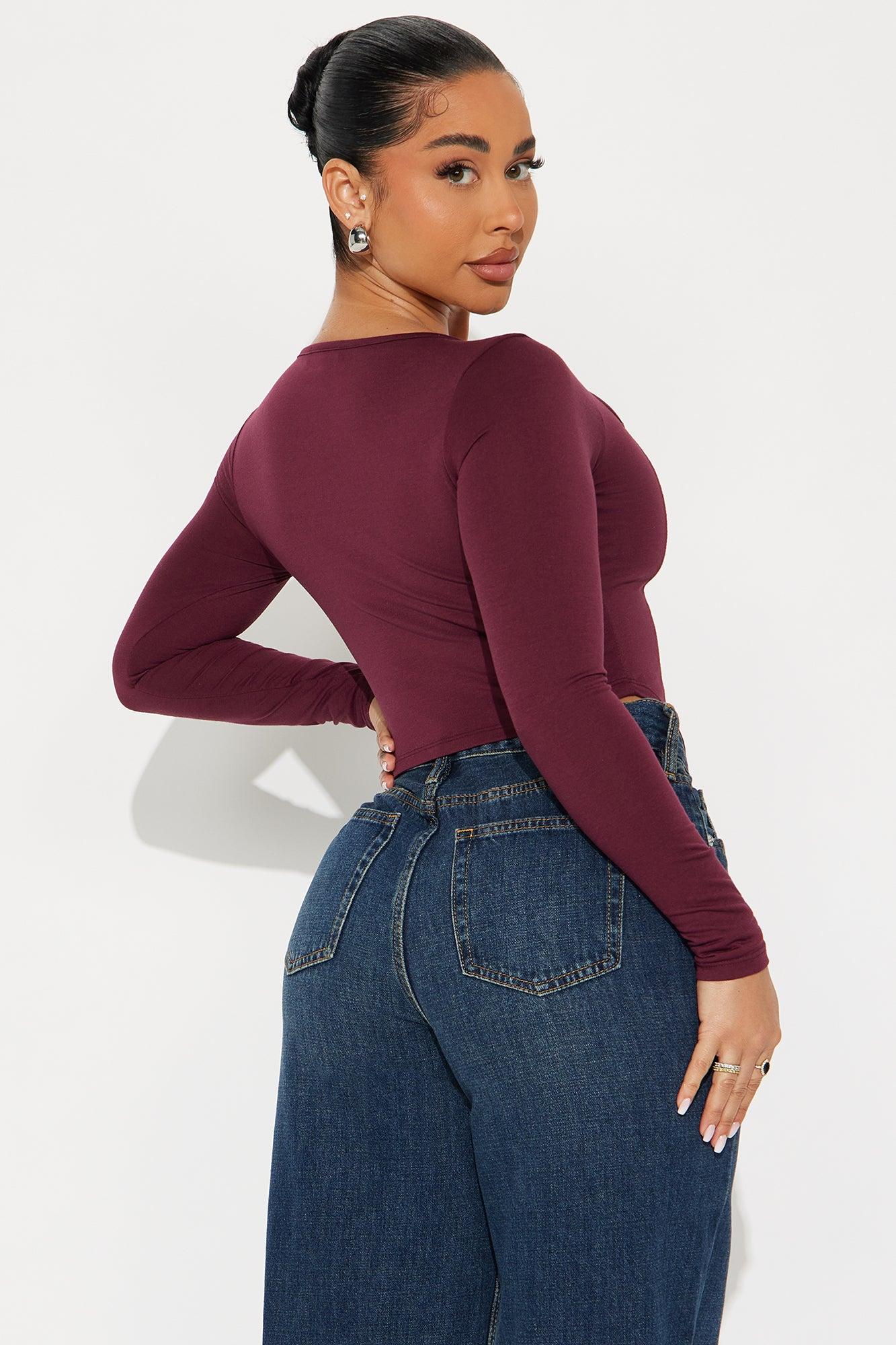 Natalia Long Sleeve Top - Burgundy Product Image