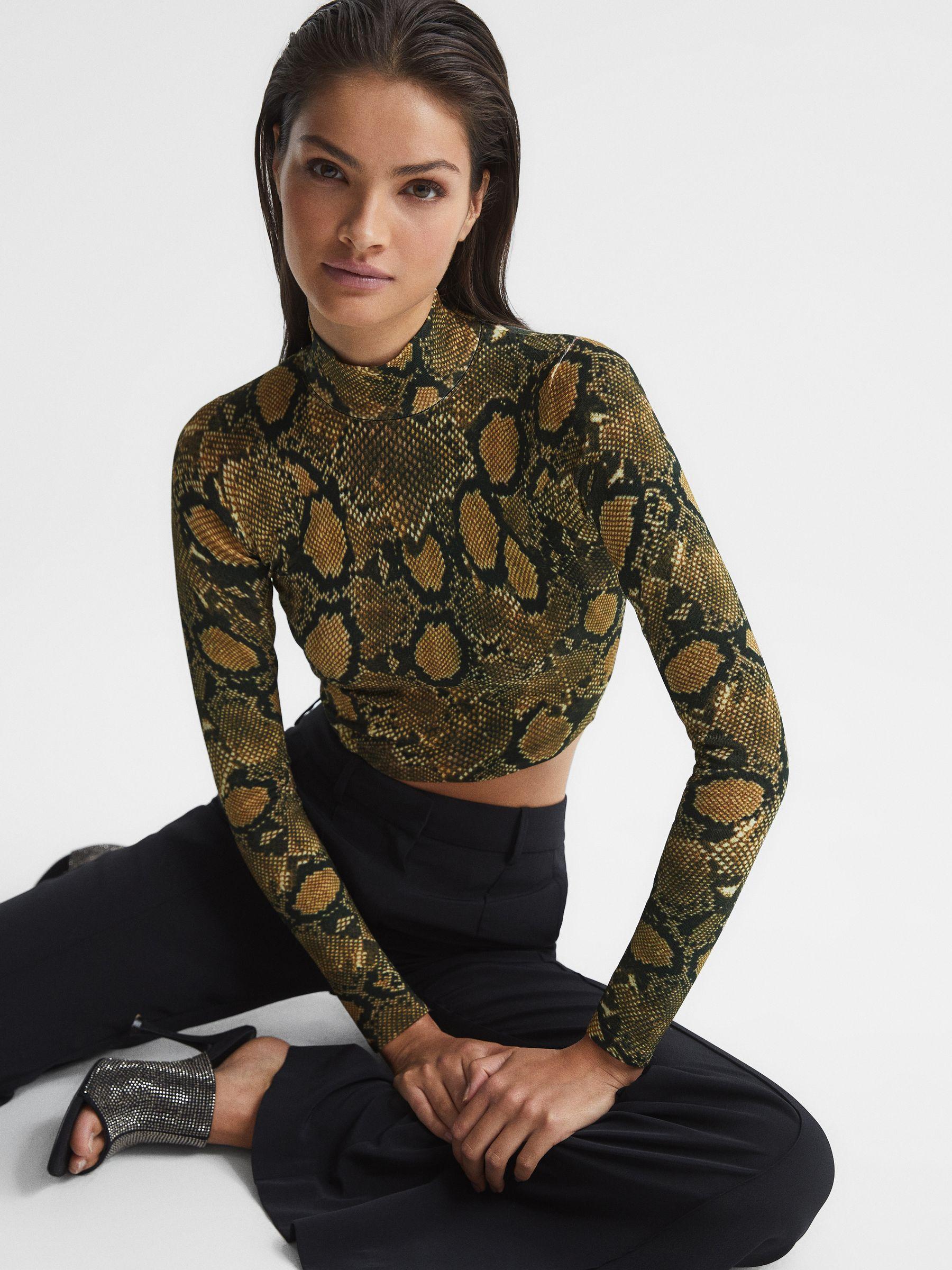 Snake Print Knitted Top in Multi Product Image