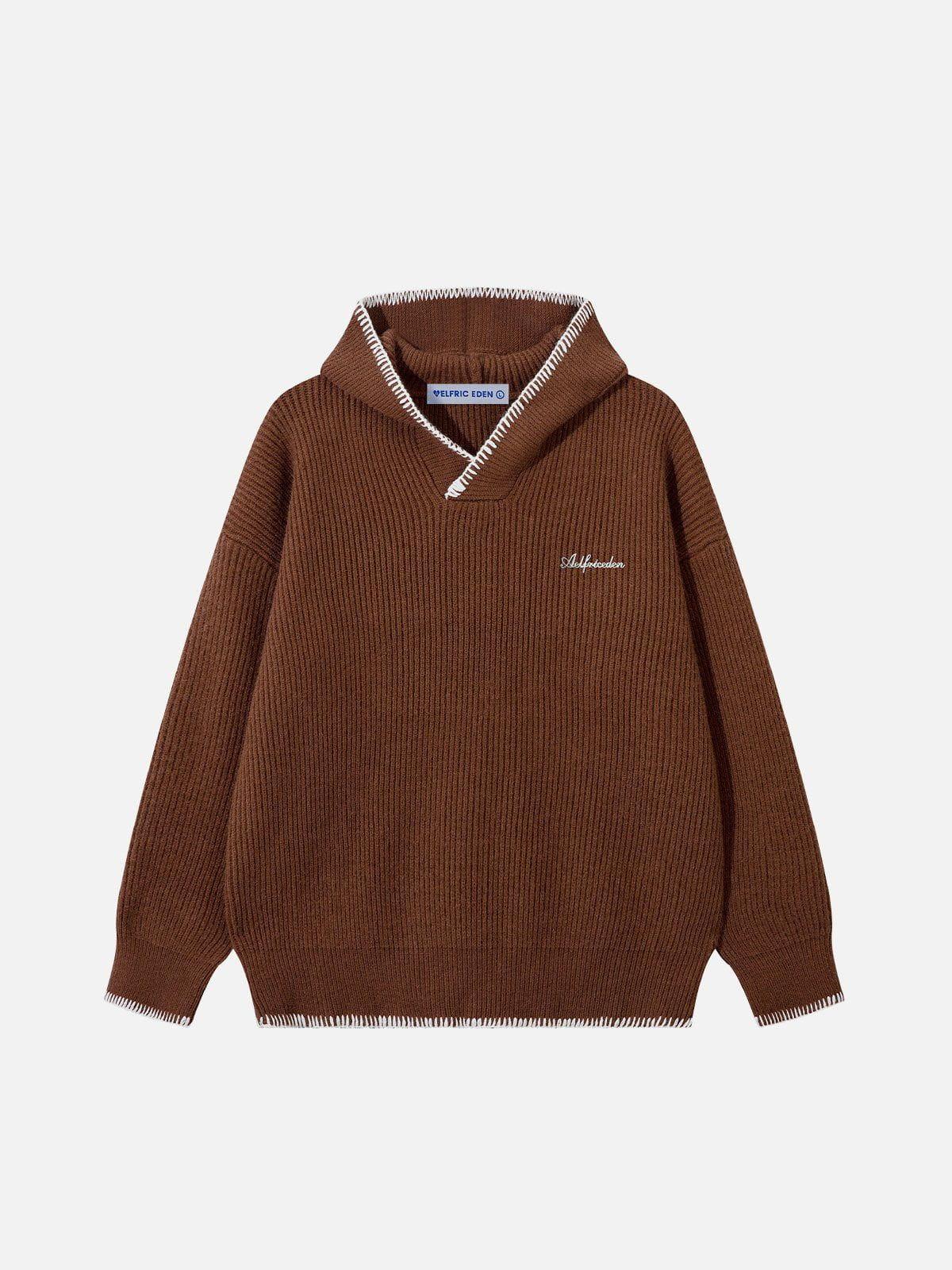 Aelfric Eden Patchwork Knit Pullover Hoodie Product Image