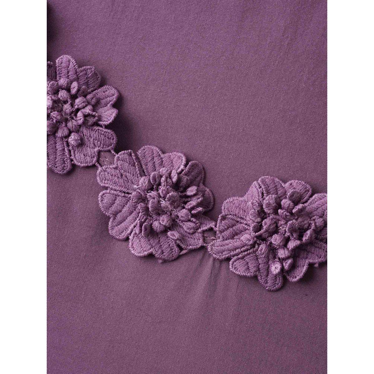 Plus Size Woven Crochet Floral Neckline Midi Dress Mauve Women V-neck Sleeveless Curvy BloomChic 30/6X Product Image