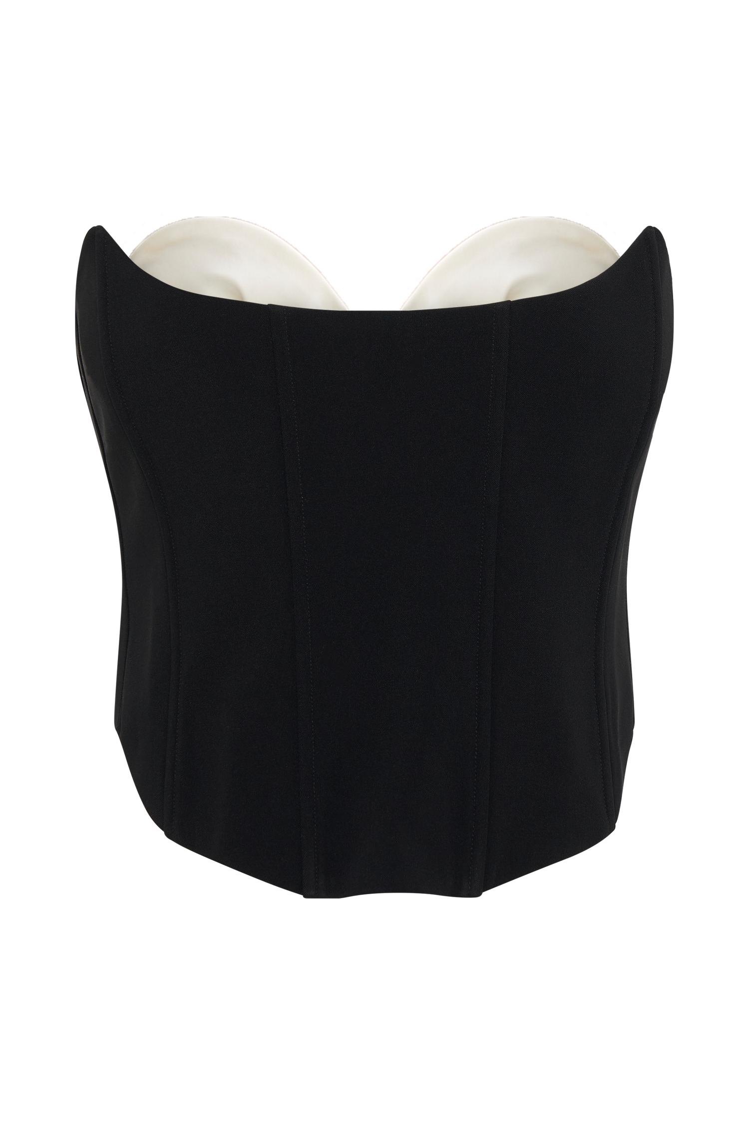 Oceane Contrast Suiting Strapless Corset - Black Product Image