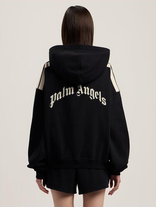 Curved Logo Loose Crop Hoodie Product Image