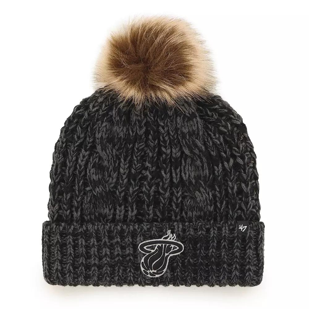 Women's '47 Black Miami Heat Meeko Cuffed Knit Hat with Pom Product Image