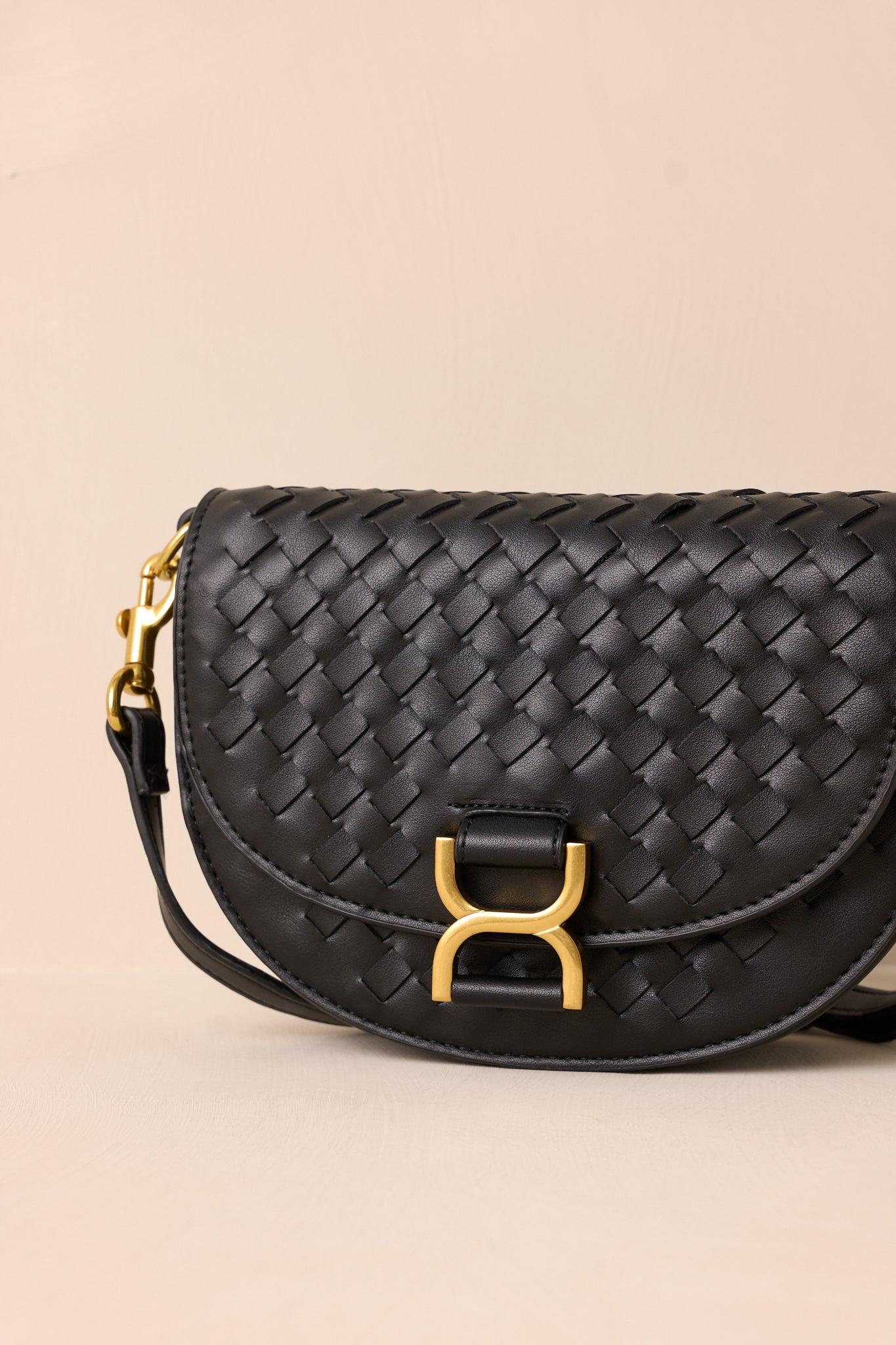 Tempest’s Call Black Woven Faux Leather Handbag Product Image