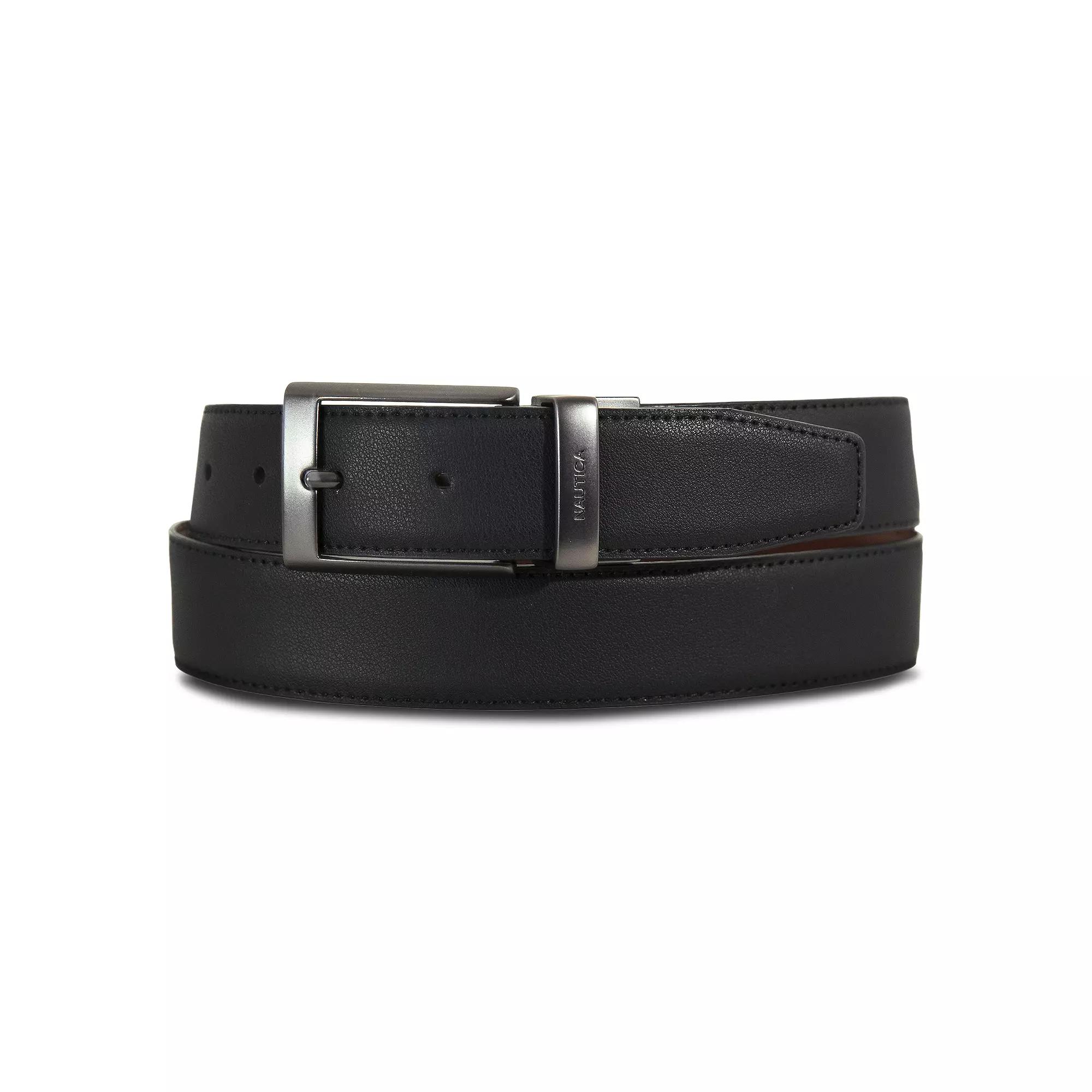 Men's Nautica Gunmetal Logo Reversible Leather Belt,  Product Image