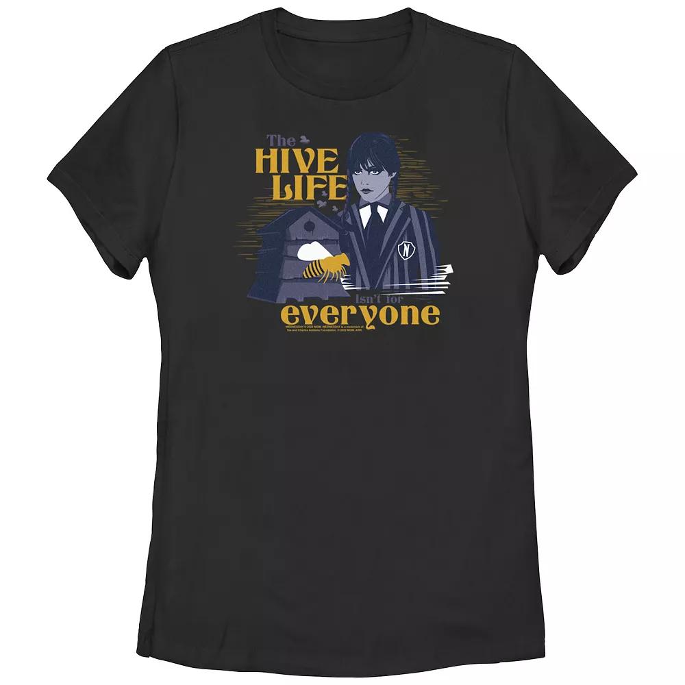 Juniors' Wednesday The Hive Life Everyone Tee, Girl's, Size: XL, Black Product Image