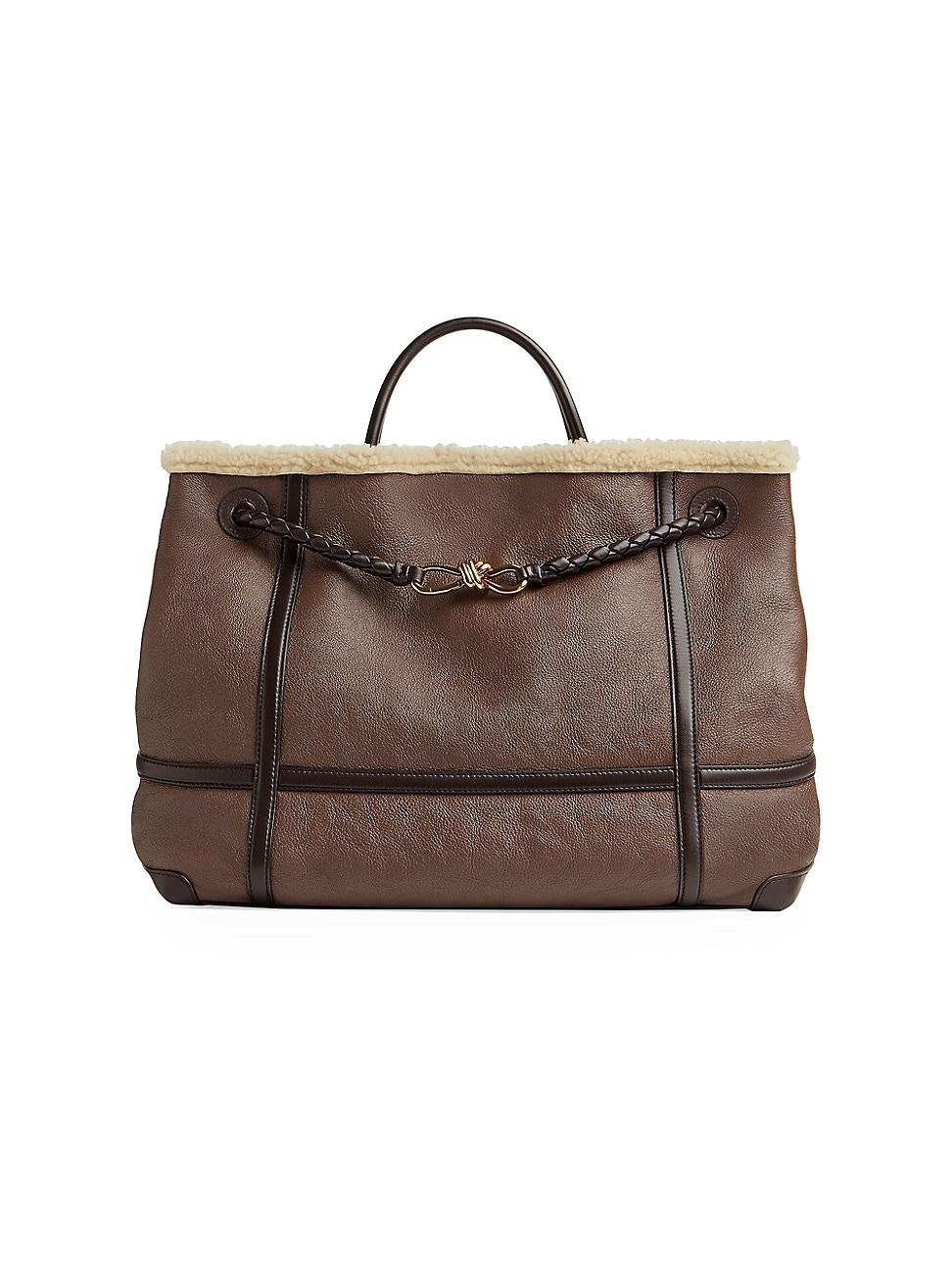 Womens Andiamo Small Leather-Shearling Top-Handle Bag Product Image