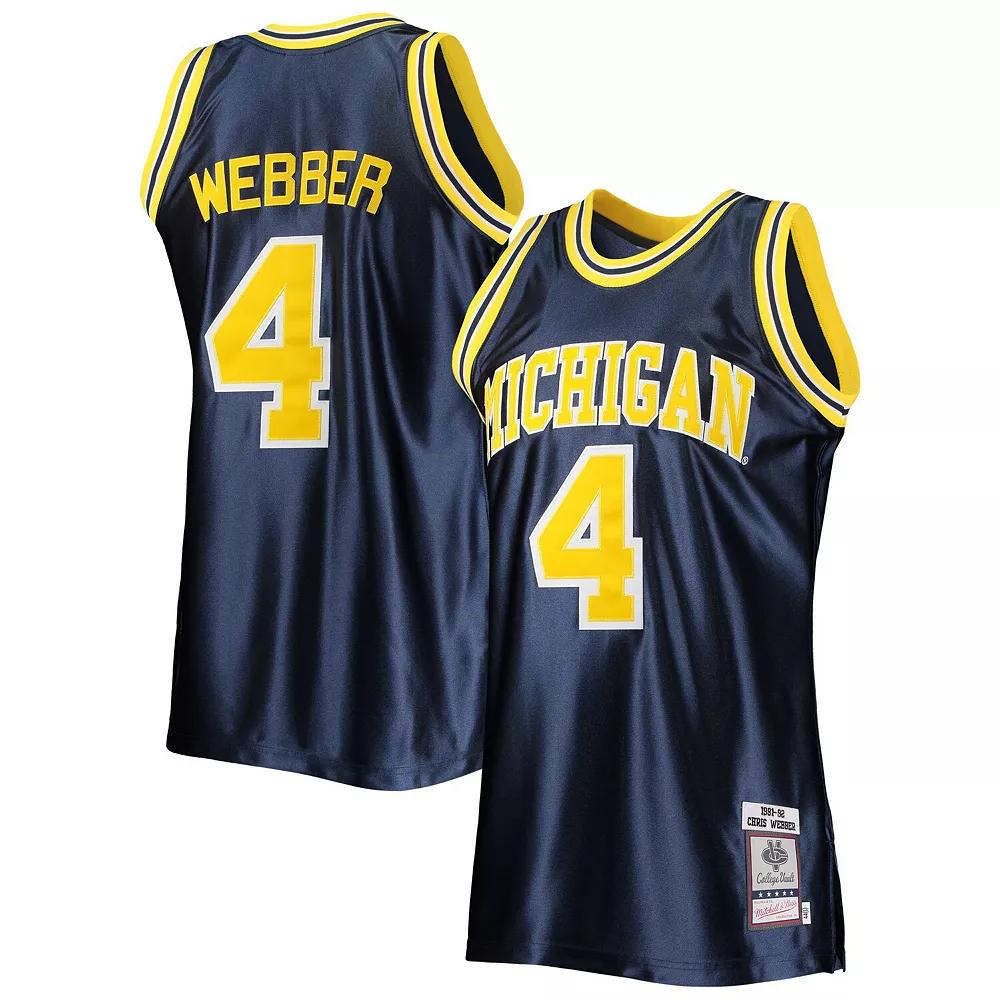 Men's Mitchell & Ness Chris Webber Navy Michigan Wolverines 1991/92 Authentic Throwback College Jersey, Size: Medium, Blue Product Image