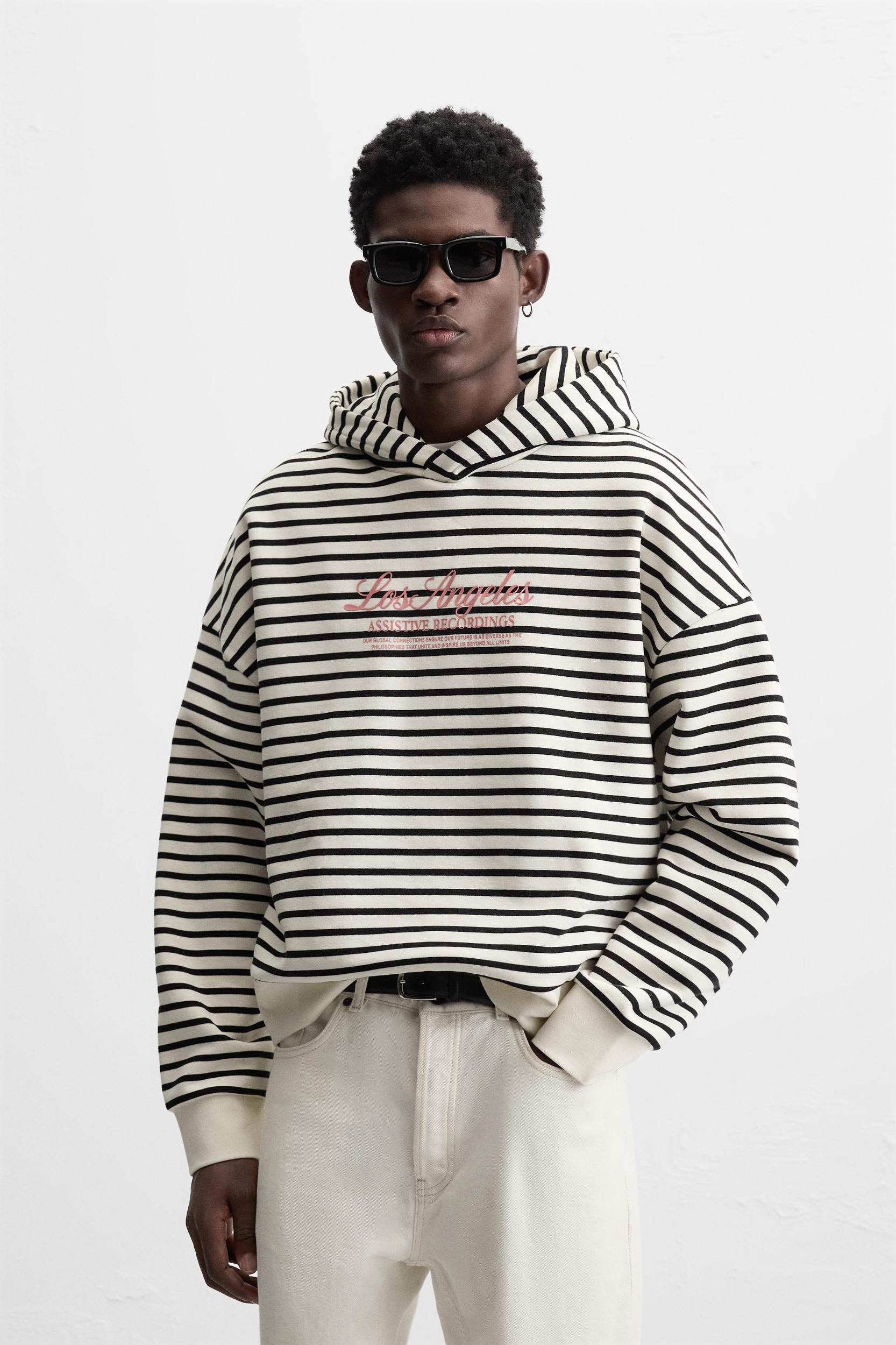 TEXT PRINT STRIPED SWEATSHIRT Product Image