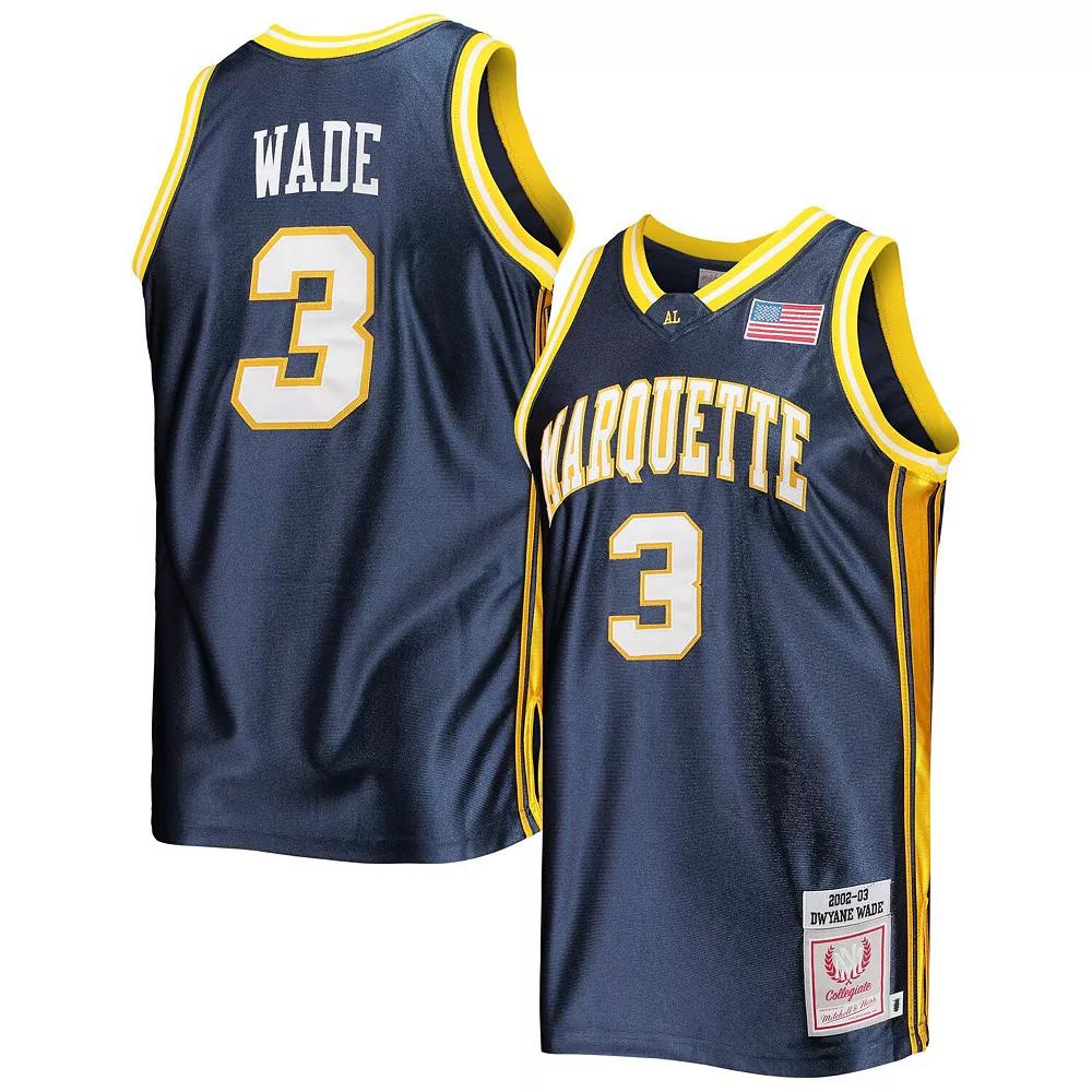 Mens Mitchell & Ness Dwyane Wade Navy Marquette Golden Eagles 2002/03 Authentic Throwback College Jersey Mrq Blue Product Image