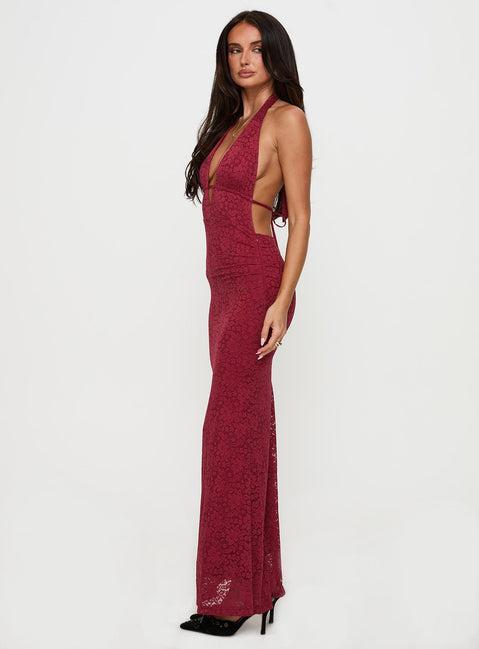 Karmyn Plunge Maxi Dress Red Product Image