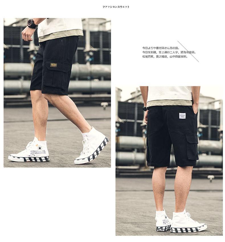 Mid Rise Plain Applique Cargo Shorts Product Image