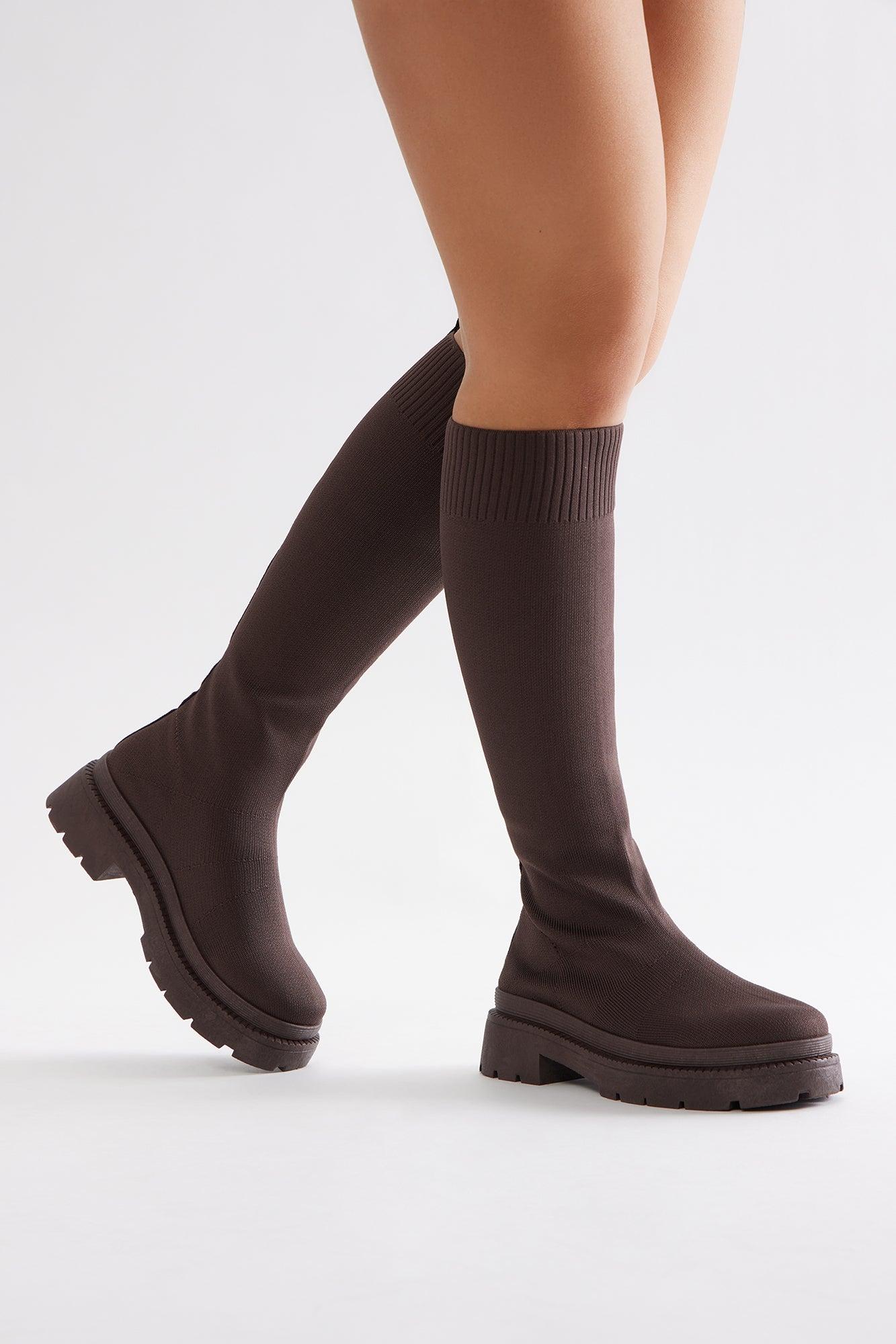 Rocco Knit Boots - Brown Product Image