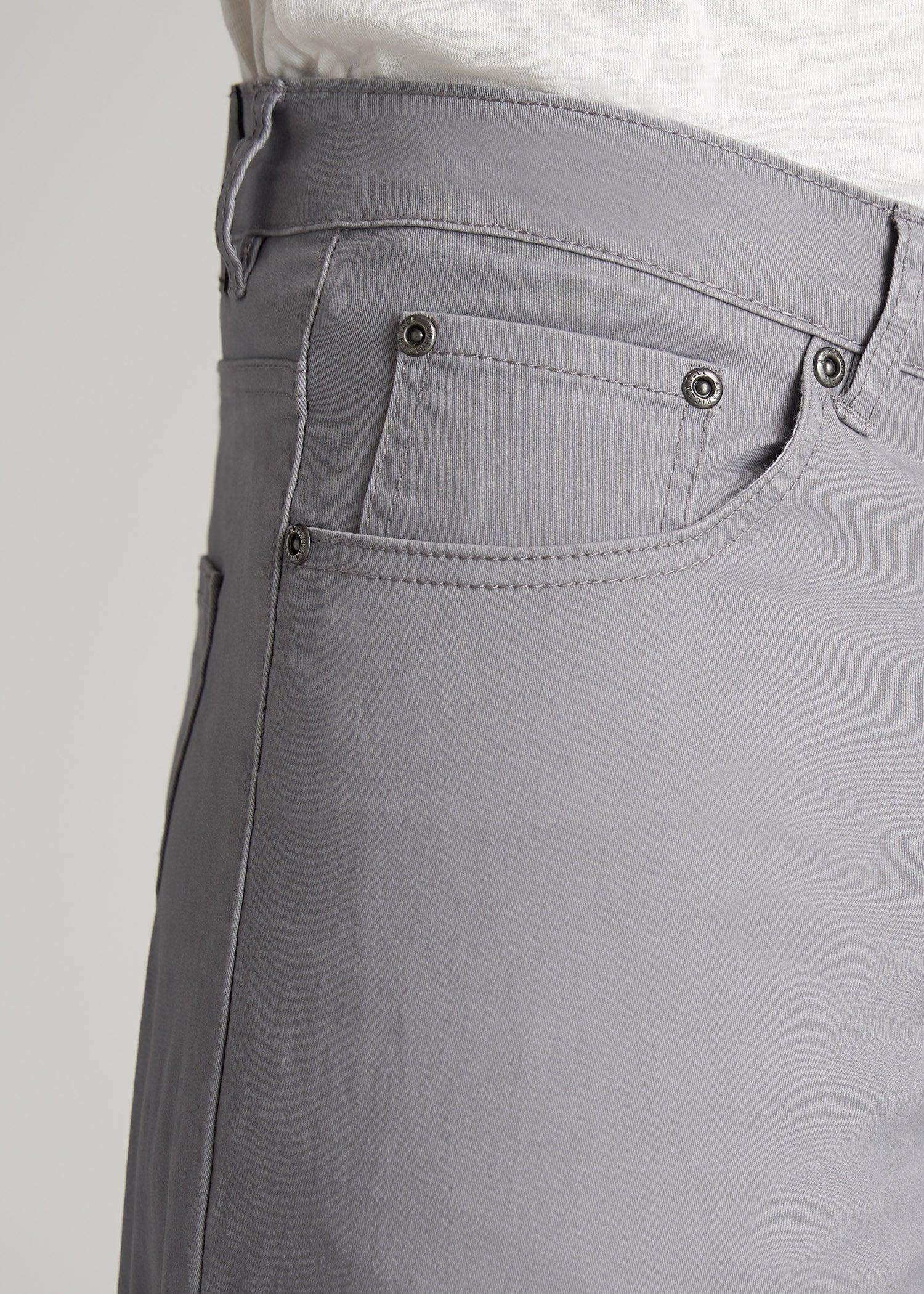 Carman TAPERED Fit Five Pocket Pants for Tall Men in Pebble Grey Male Product Image