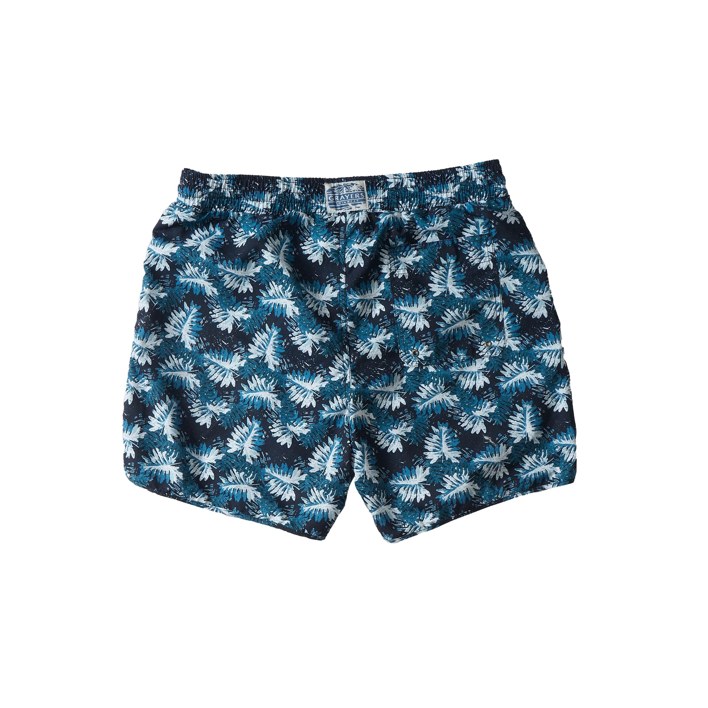 Blue Palms Eco Swim Trunk 6" - Navy Green Leaf Product Image