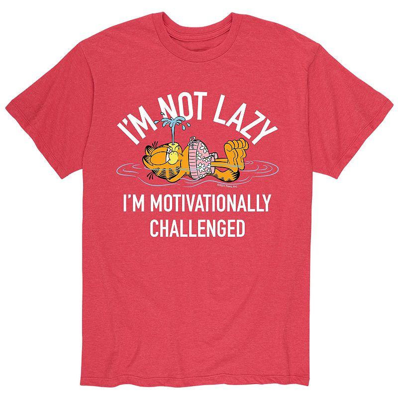 Mens Garfield Im Not Lazy Tee Grey Red Product Image