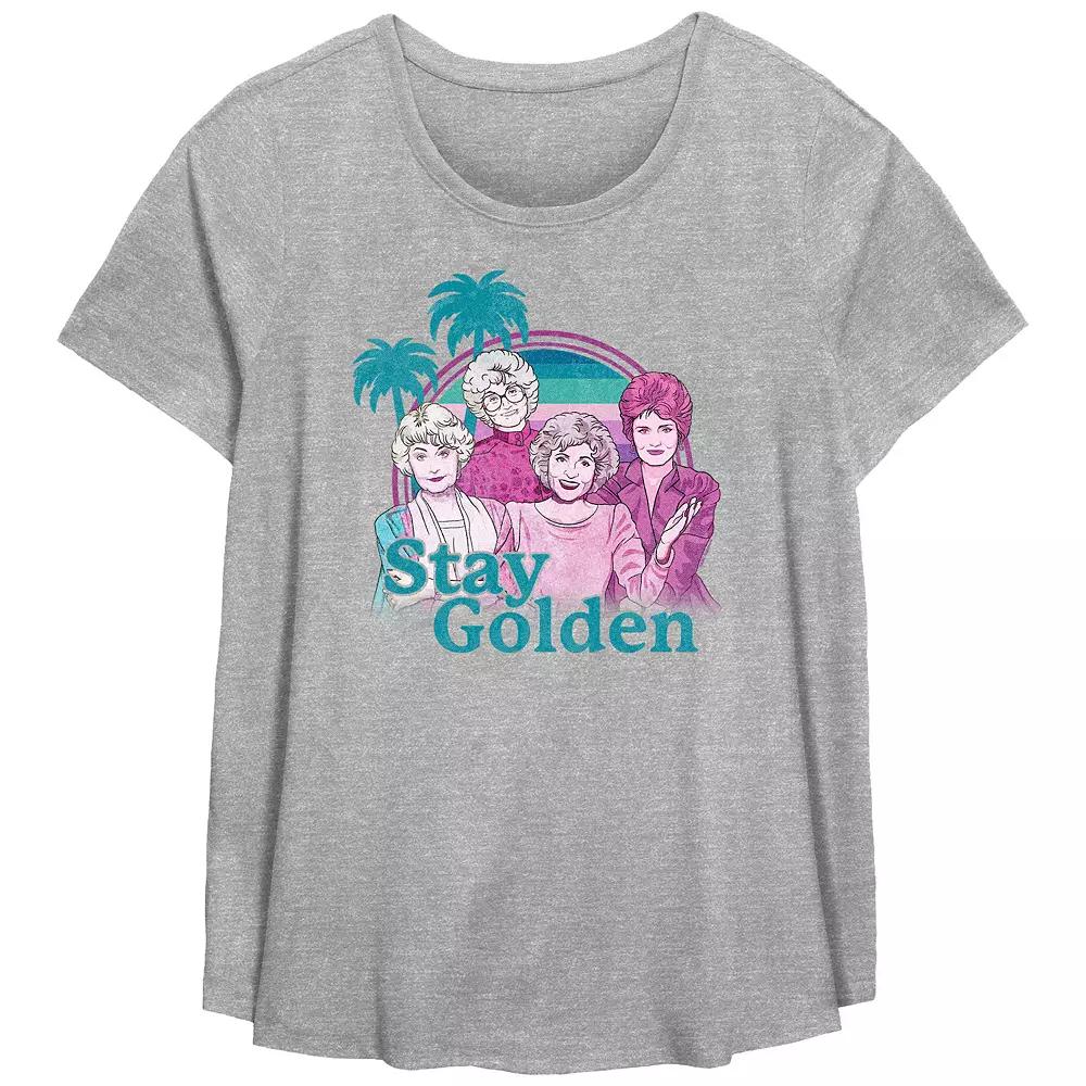 Plus Size The Golden Girls Stay Golden Flowy Graphic Tee, Women's, Size: 1XL, Grey Gray Product Image