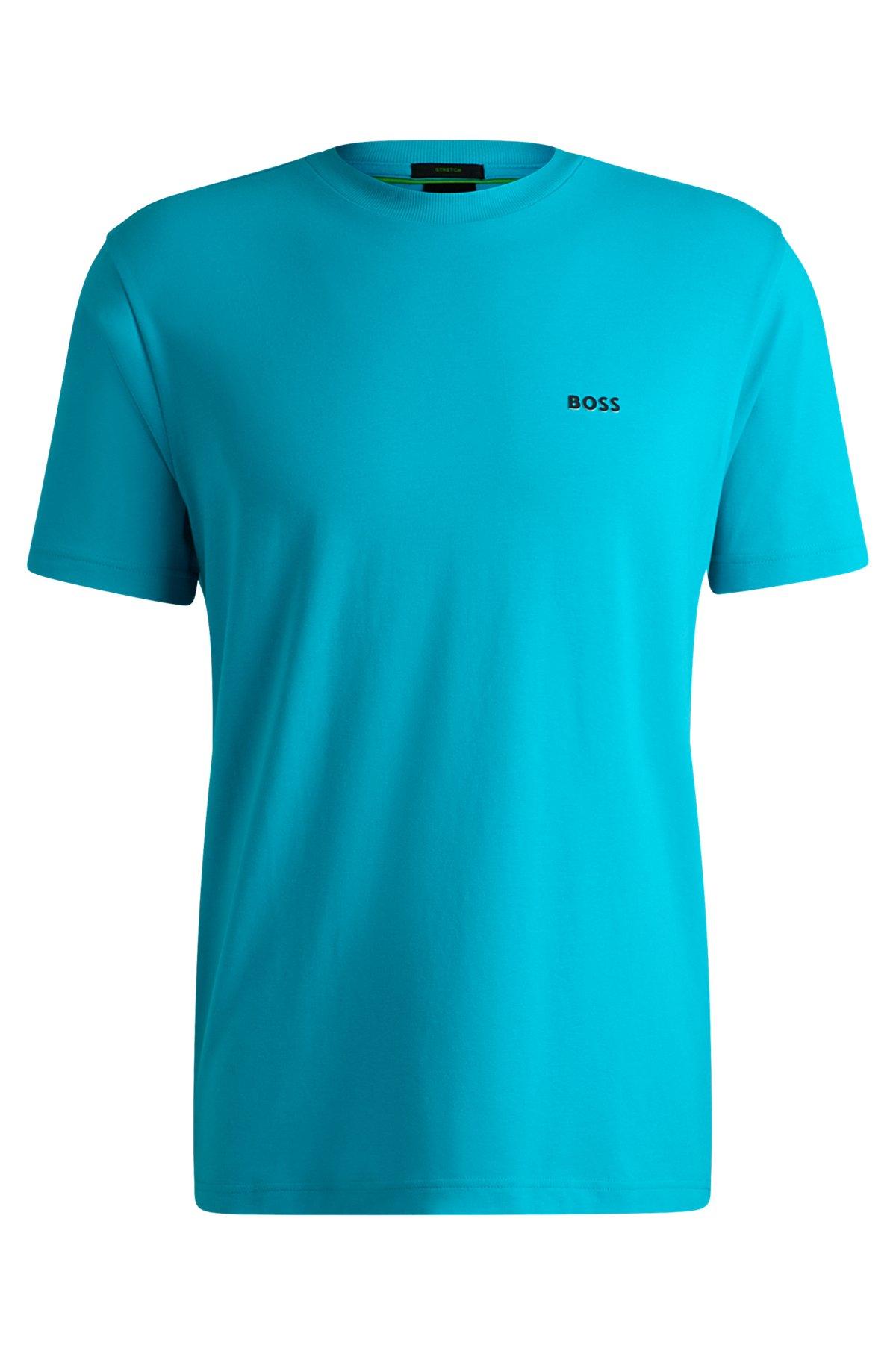 BOSS - Stretch-cotton regular-fit T-shirt with contrast logo - Light Red Product Image