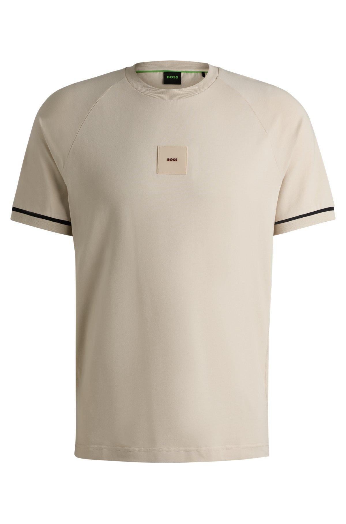 Stretch-cotton T-shirt with logo badge Product Image