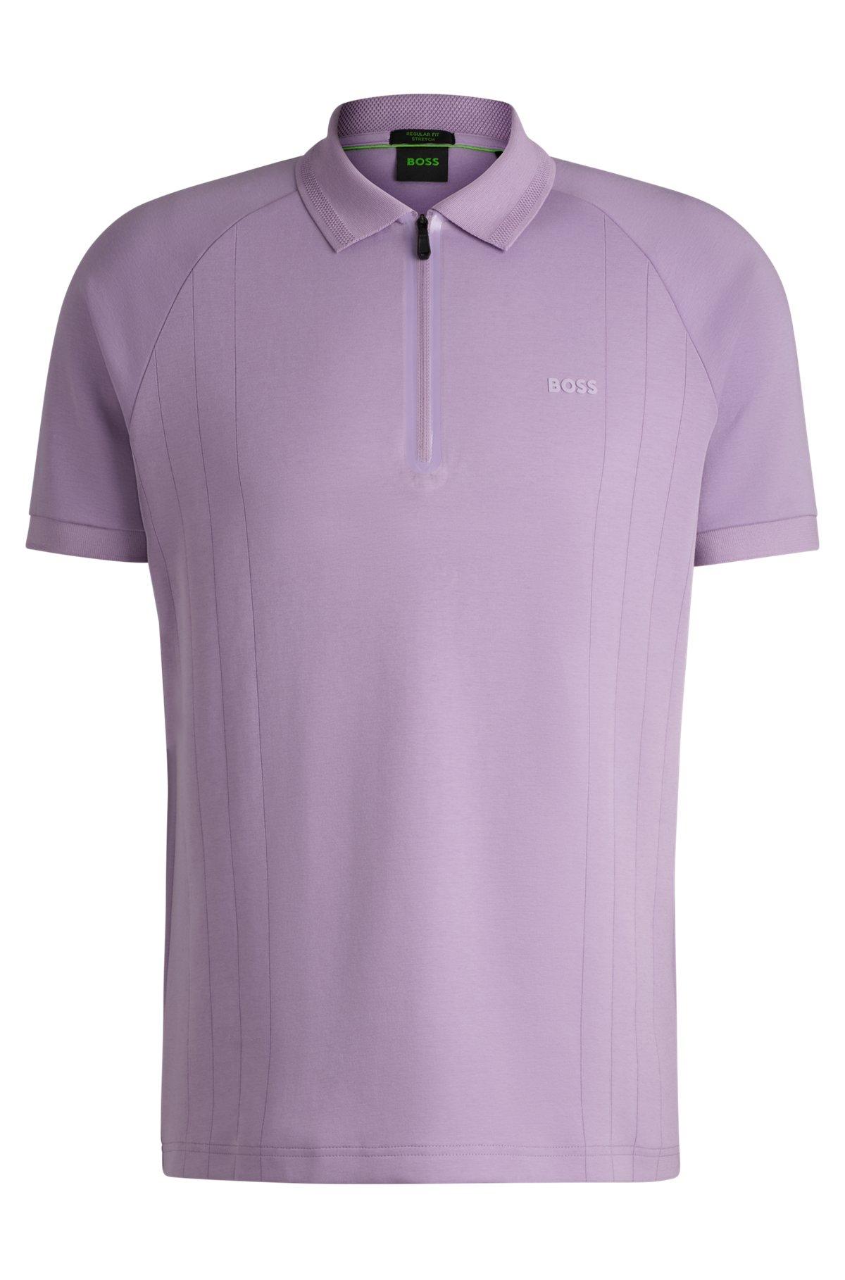 BOSS -  polo shirt in drop-needle stretch fabric - Light Purple Product Image