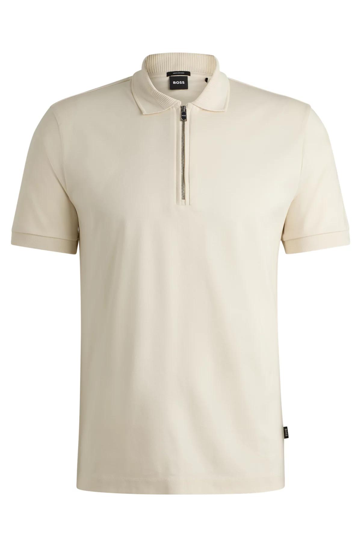 Boss Mercerized Cotton Slim-Fit Polo shirt with Zip neck Product Image