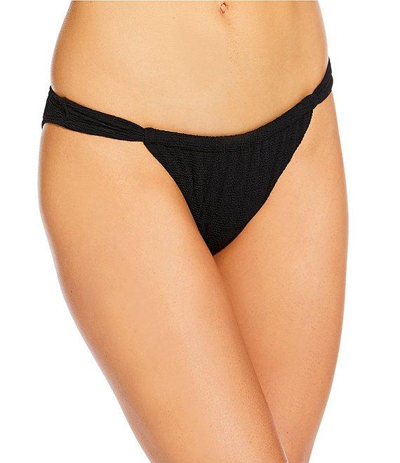 GB Solid Scrunchie Textured Tanga High Leg Hipster Swim Bottom Product Image