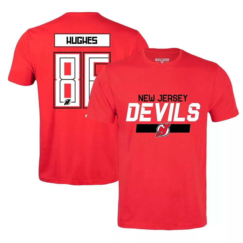 Mens Levelwear Jack Hughes Red New Jersey Devils Richmond Player Name & Number T-Shirt Product Image