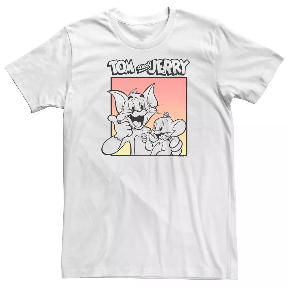 Big & Tall Tom And Jerry Cartoon Thumbs Up Box Logo Tee, Men's,  Product Image
