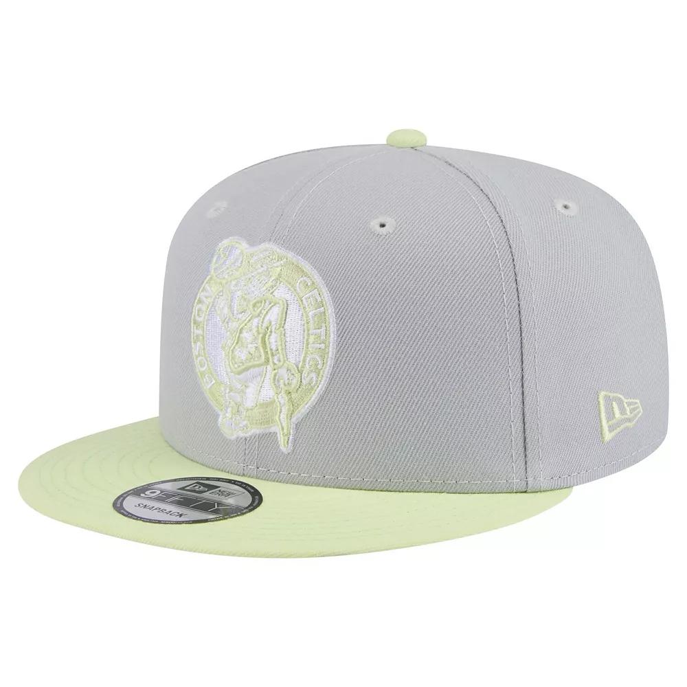 Men's New Era Gray/Light Green Boston Celtics Color Pack Two-Tone 9FIFTY Snapback Hat, Grey Product Image