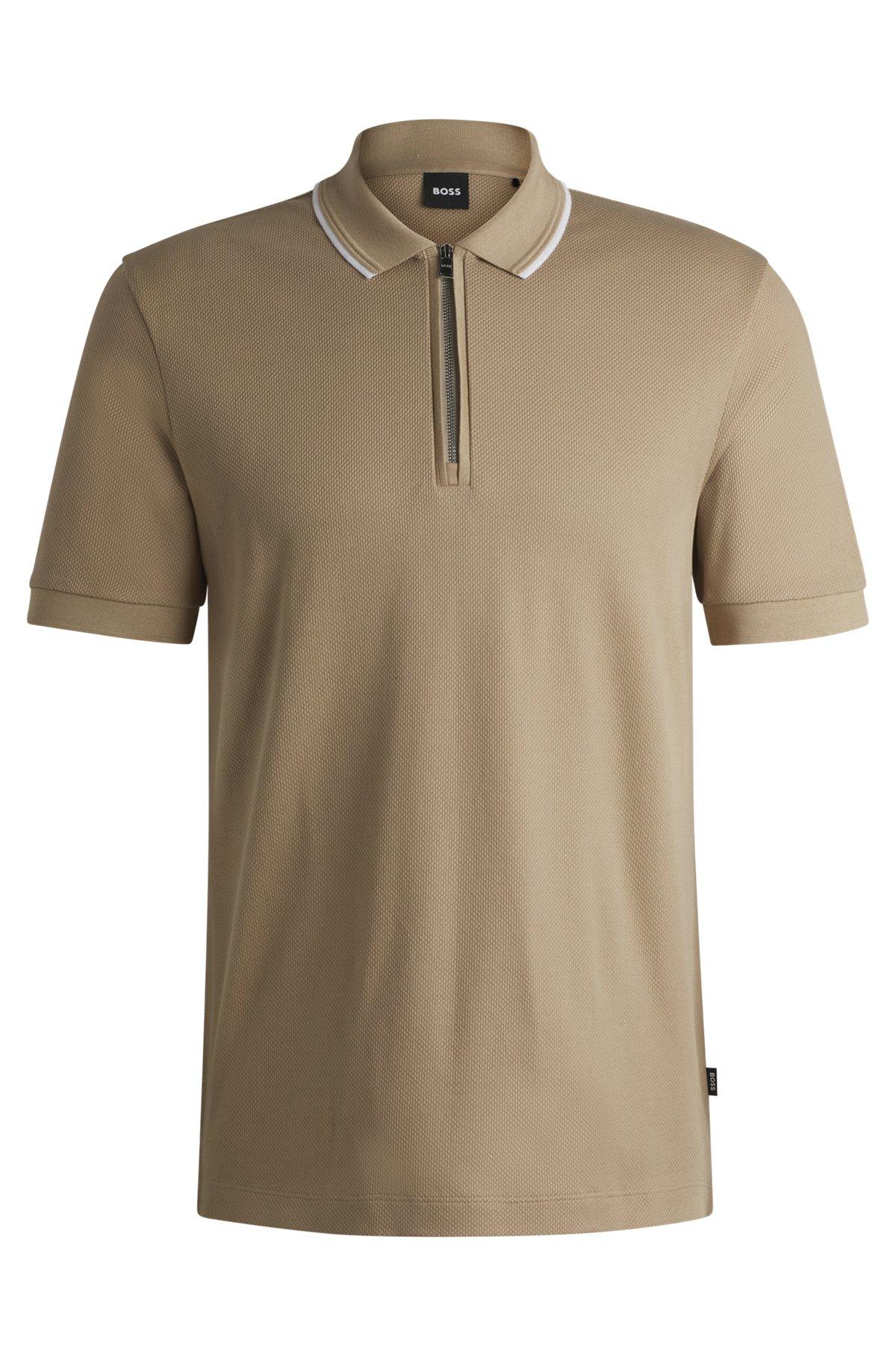 Structured-cotton polo shirt with zip placket Product Image