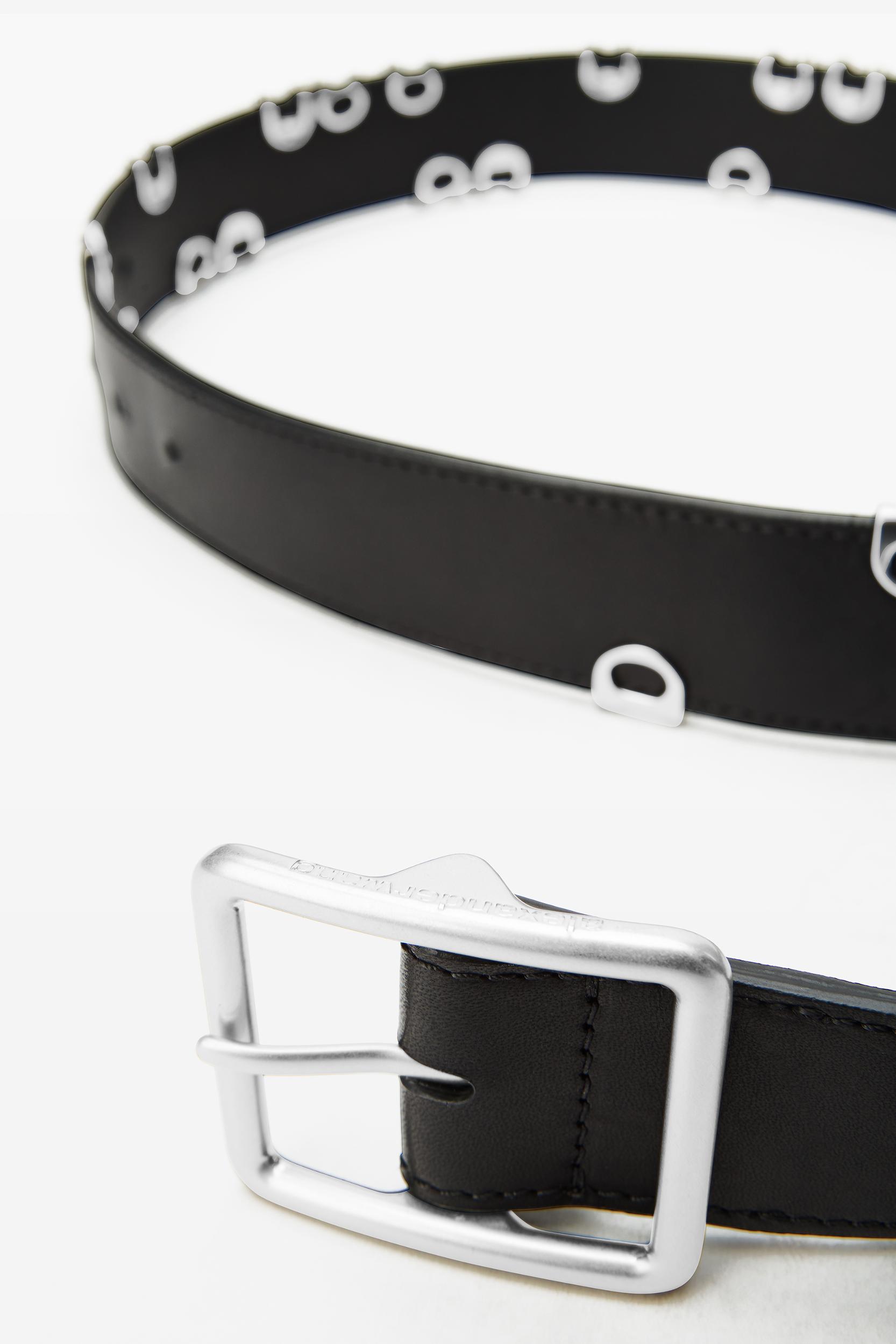 Black Leather Belt With Hardware Product Image