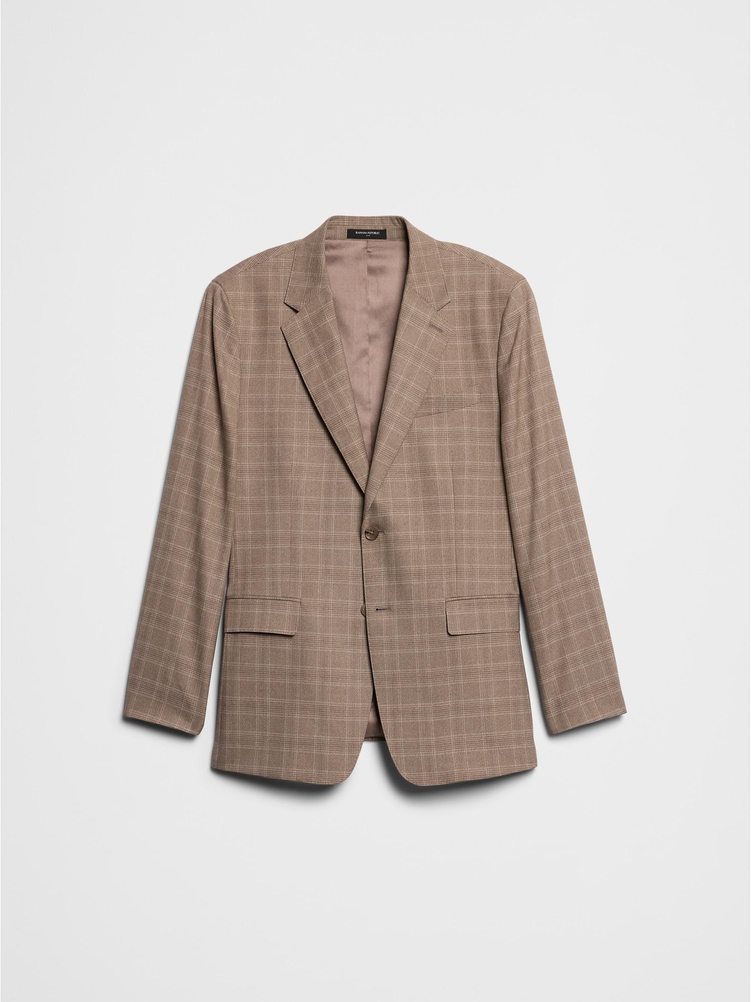 Tailored-Fit Taupe Glen Plaid Suit Jacket Product Image