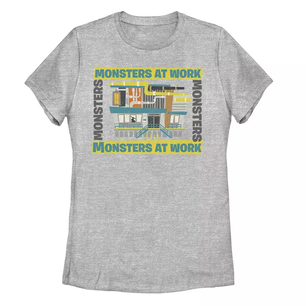Disney / Pixar's Monsters At Work Juniors' Building Logo Graphic Tee, Girl's, Size: XXL, Athletic Grey Product Image