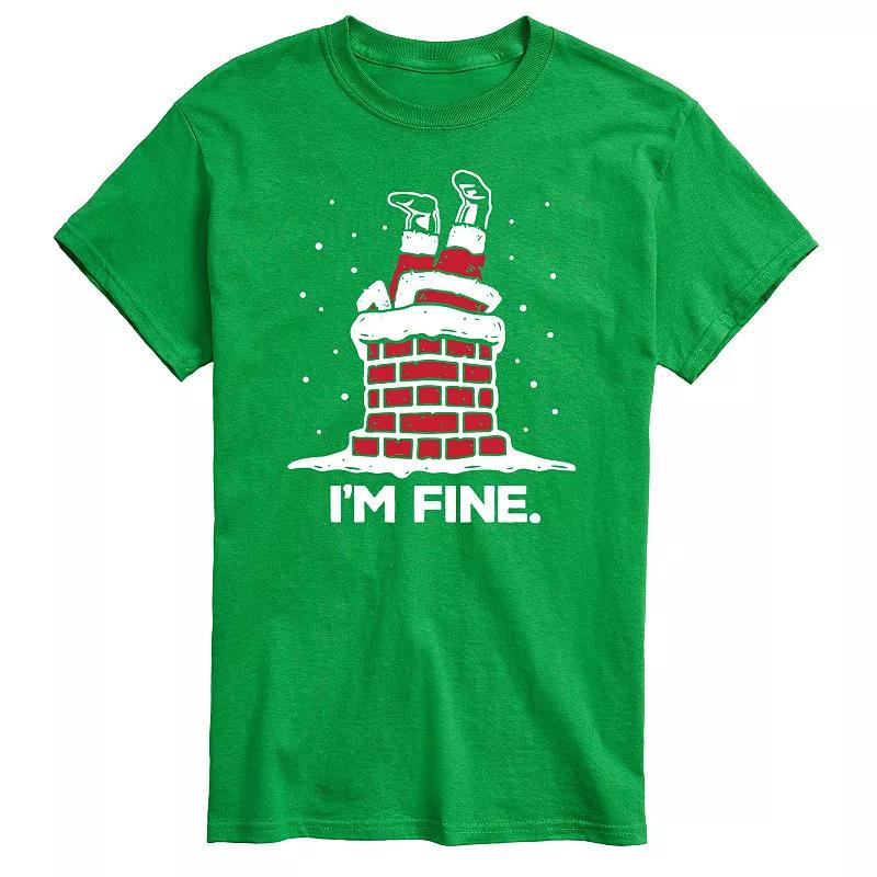 Big & Tall I'm Fine Santa Chimney Graphic Tee, Men's,  Product Image