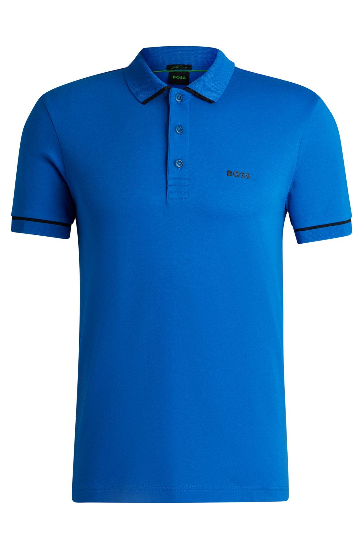 Interlock-cotton slim-fit polo shirt with contrast trims Product Image