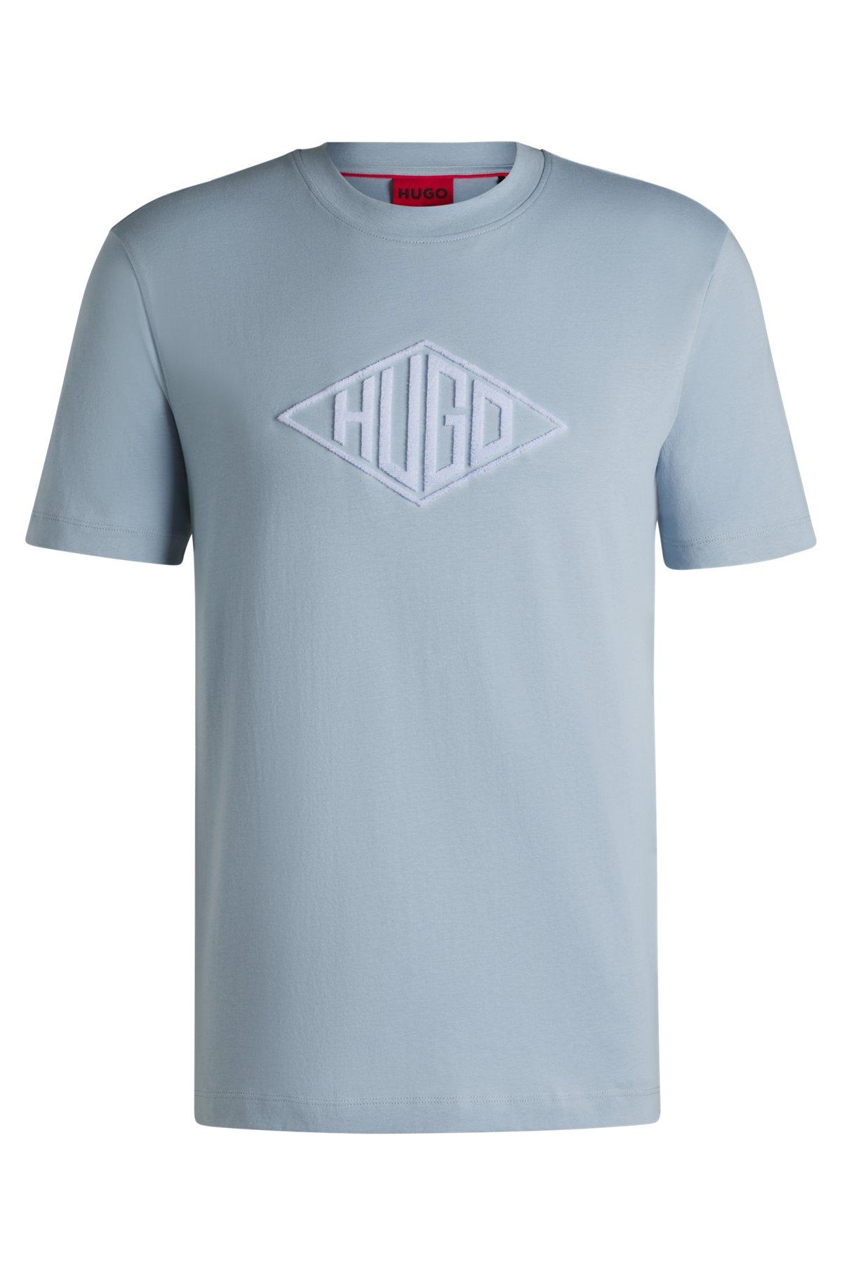 Cotton-jersey T-shirt with geometric logo embroidery Product Image